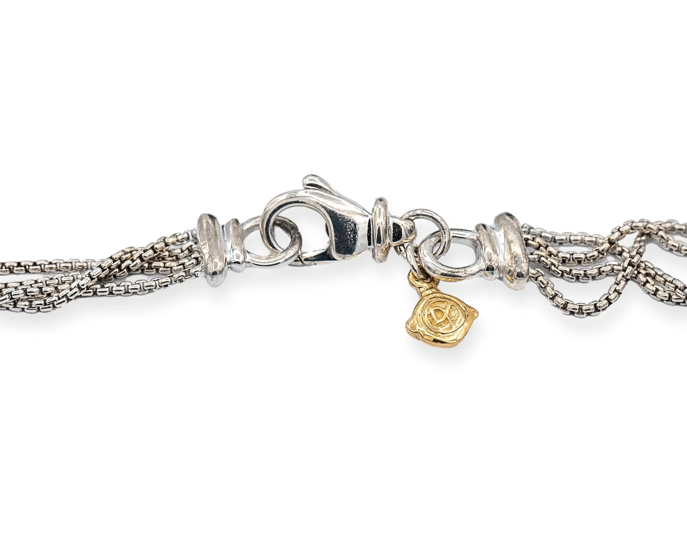 David Yurman Sterling Silver Pave Diamond Albion Pendant Necklace 16" Long