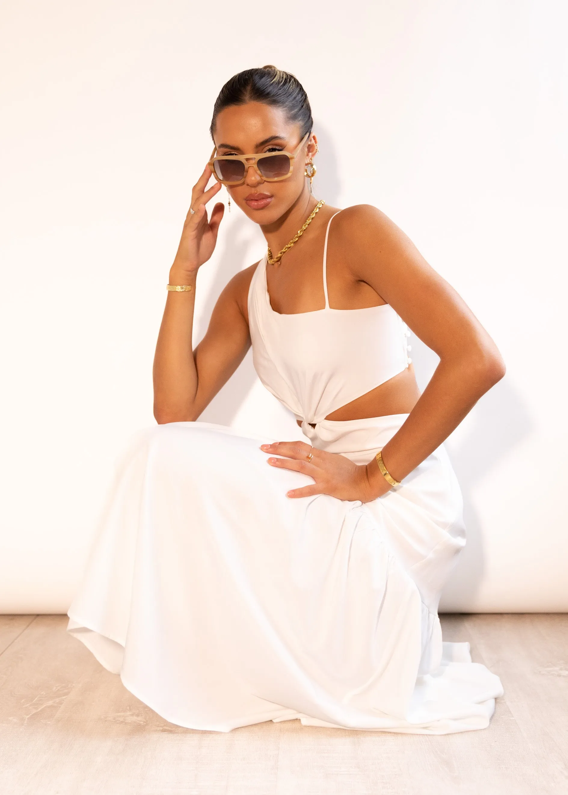 Deltia One Shoulder Maxi Dress - Off White