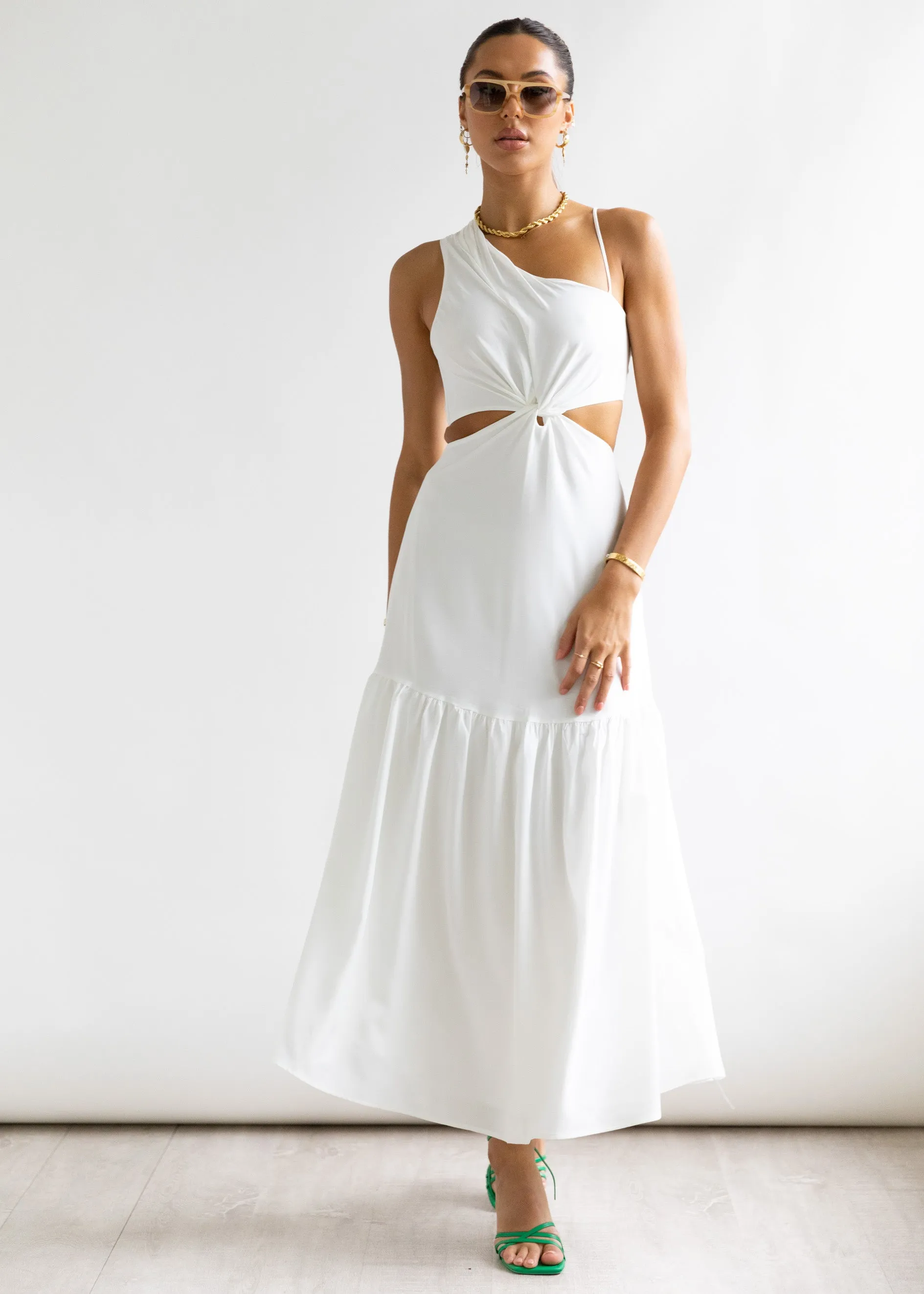 Deltia One Shoulder Maxi Dress - Off White