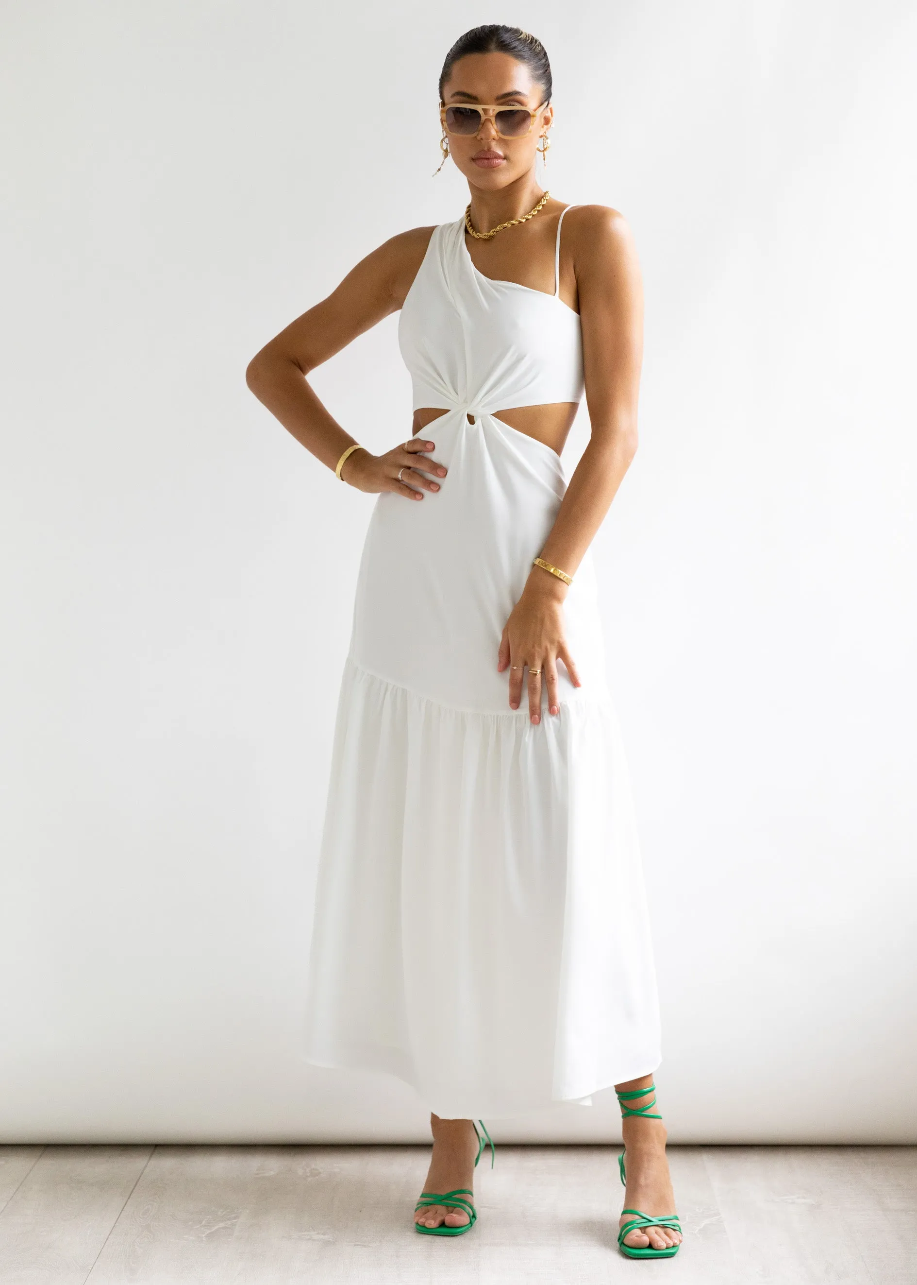 Deltia One Shoulder Maxi Dress - Off White