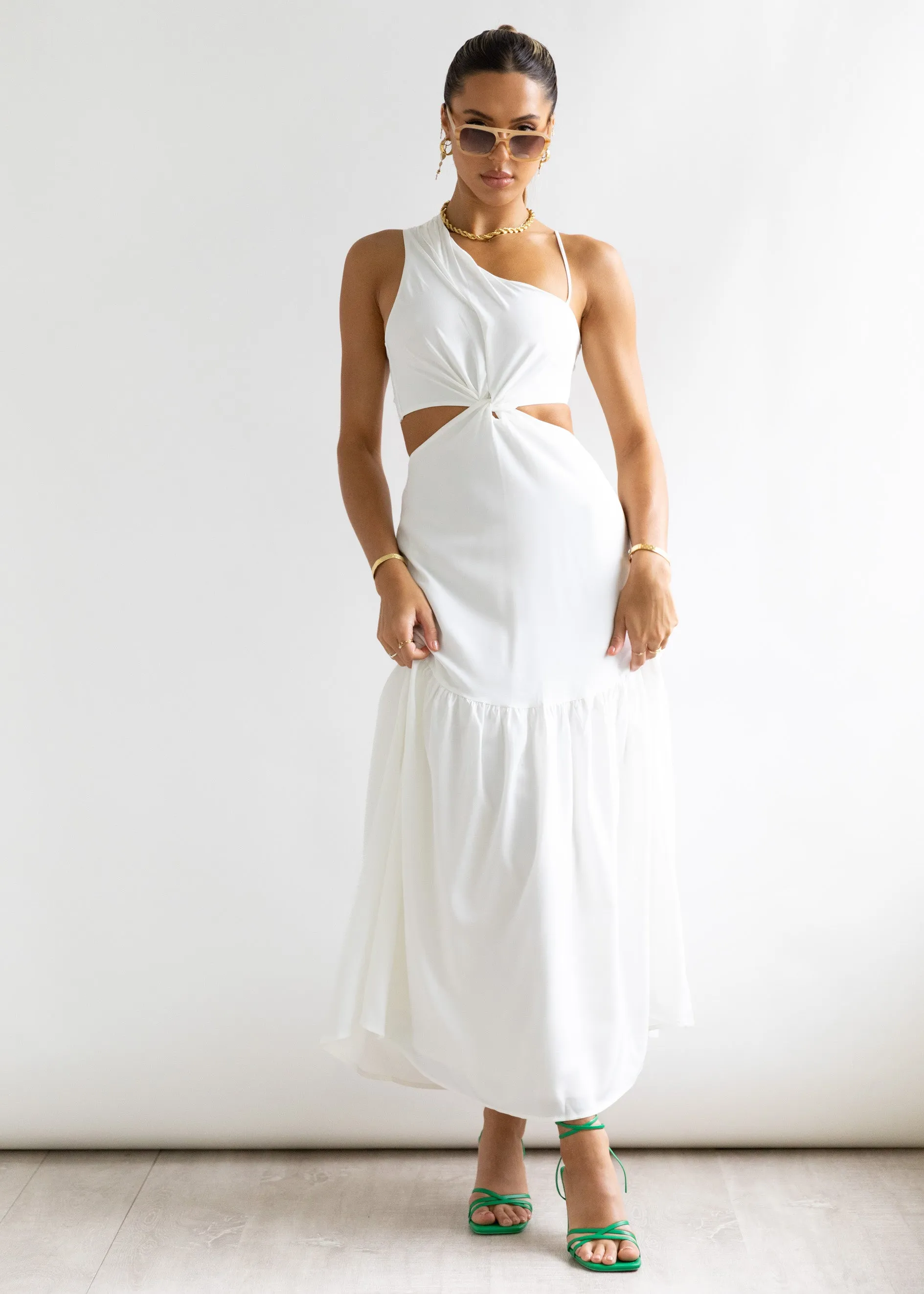 Deltia One Shoulder Maxi Dress - Off White