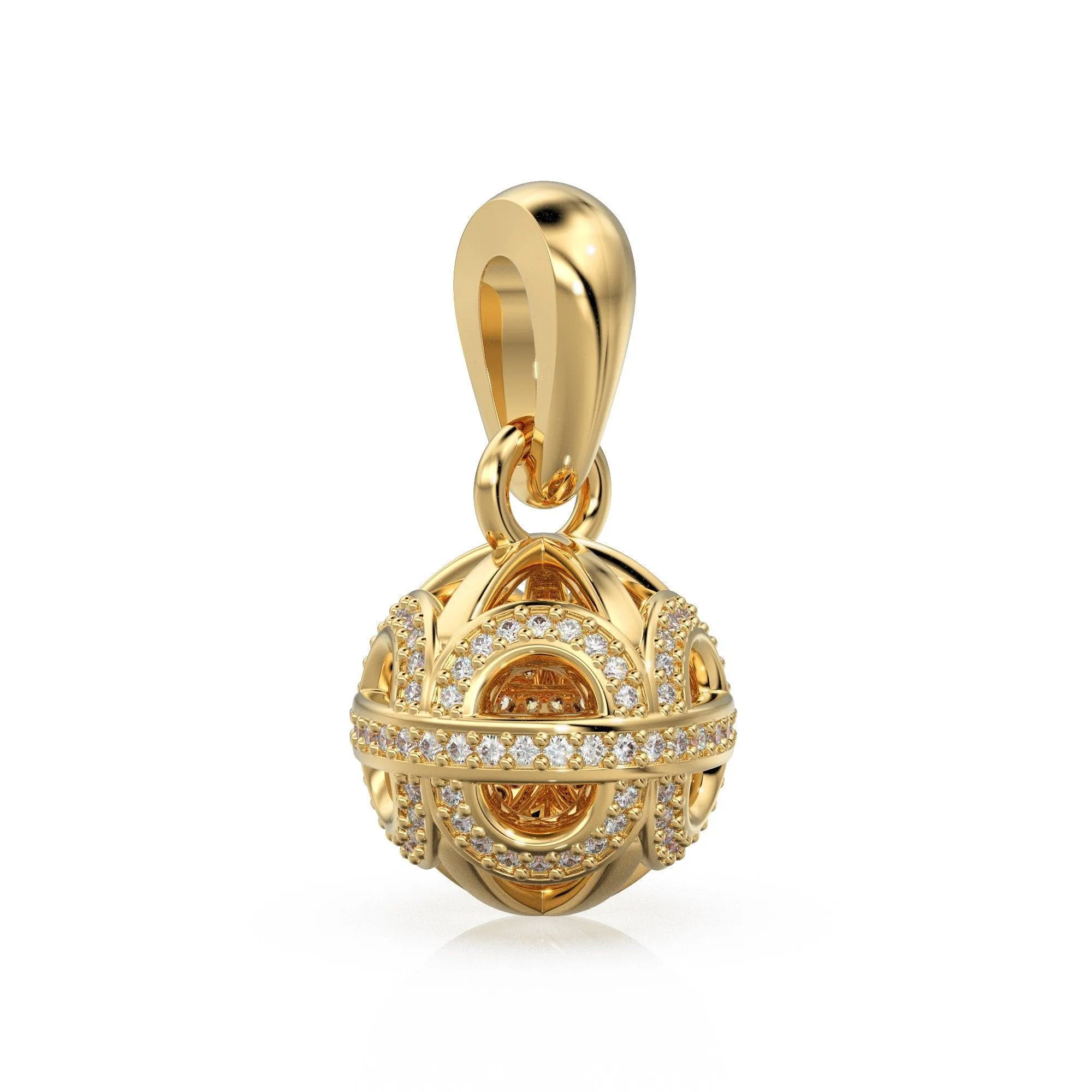 Designer Handmade Pave Diamond Round Ball Luxury 18k Solid Gold Pendant / Jewelry Making Diamond 14k Gold Charm