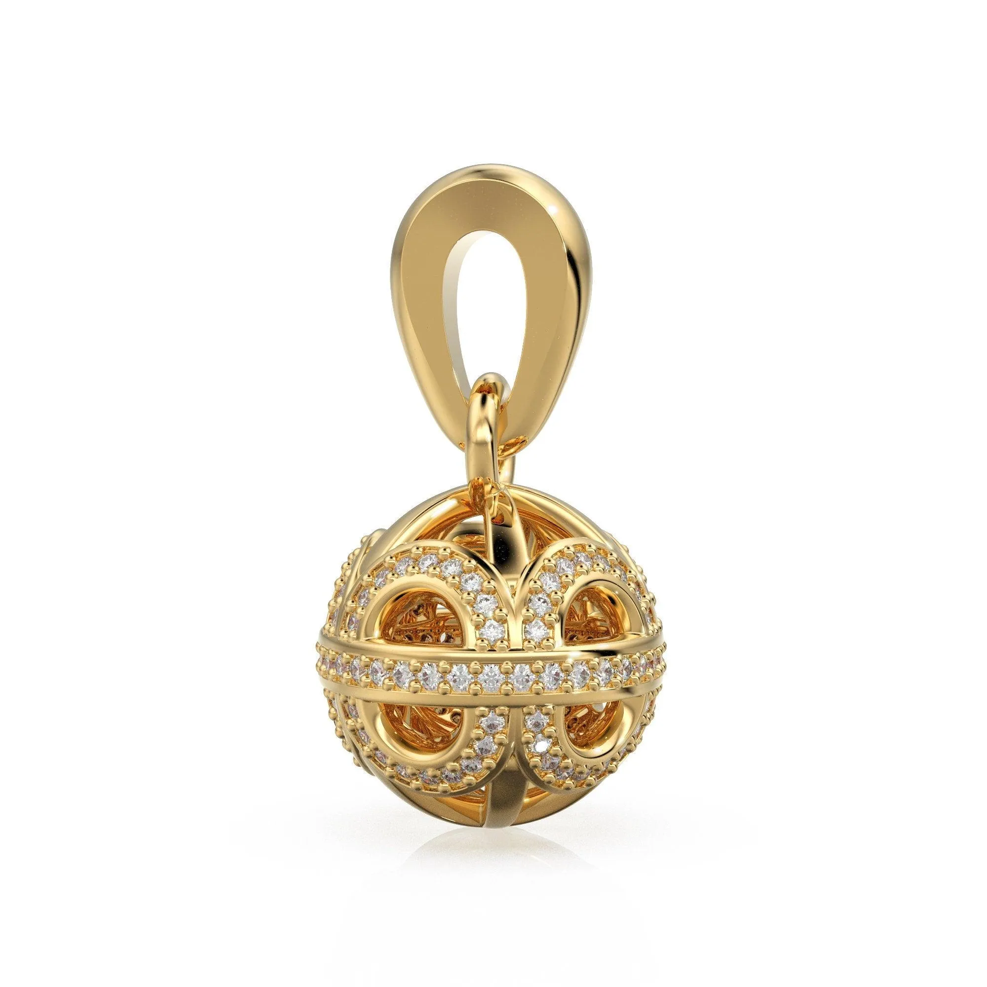 Designer Handmade Pave Diamond Round Ball Luxury 18k Solid Gold Pendant / Jewelry Making Diamond 14k Gold Charm