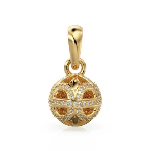 Designer Handmade Pave Diamond Round Ball Luxury 18k Solid Gold Pendant / Jewelry Making Diamond 14k Gold Charm