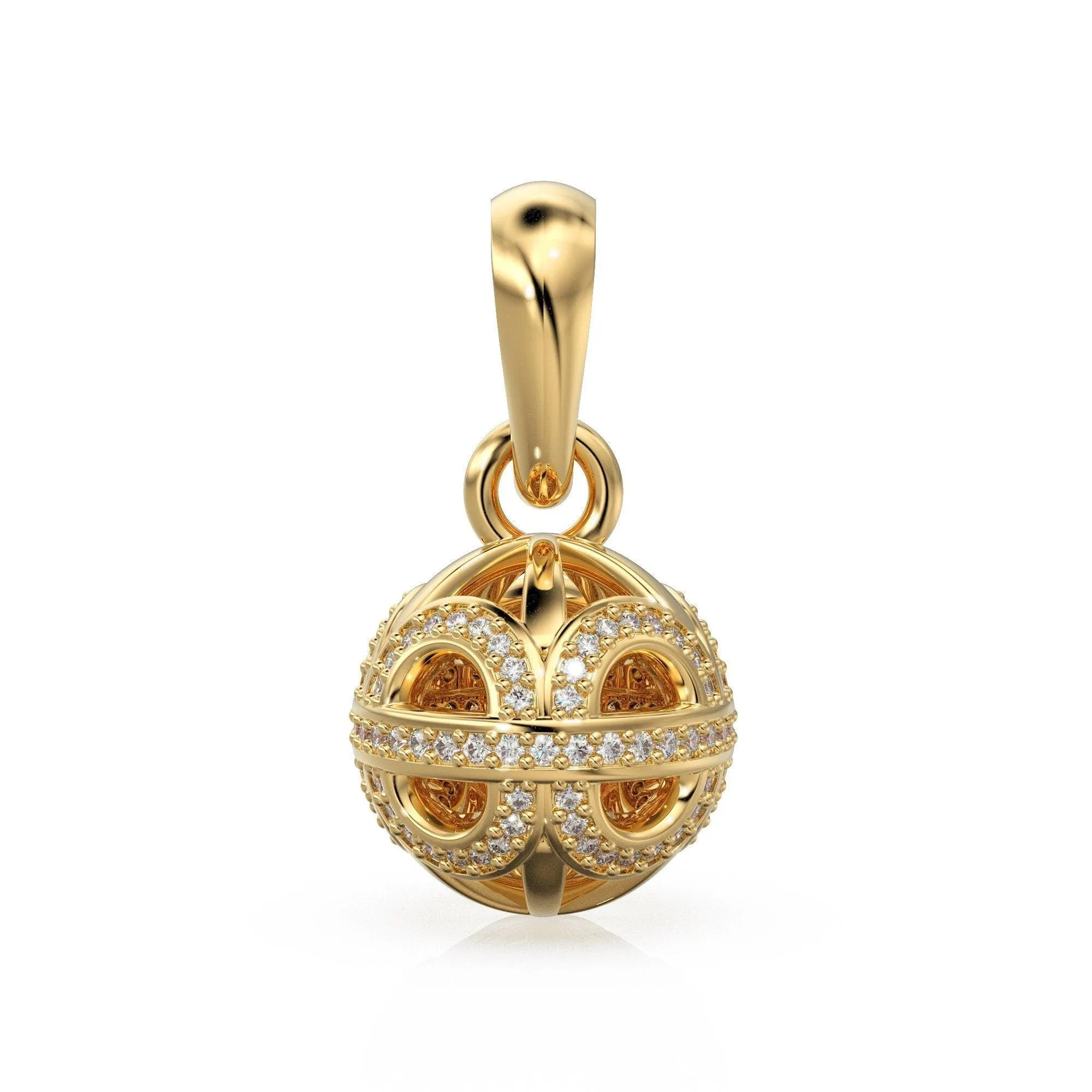 Designer Handmade Pave Diamond Round Ball Luxury 18k Solid Gold Pendant / Jewelry Making Diamond 14k Gold Charm