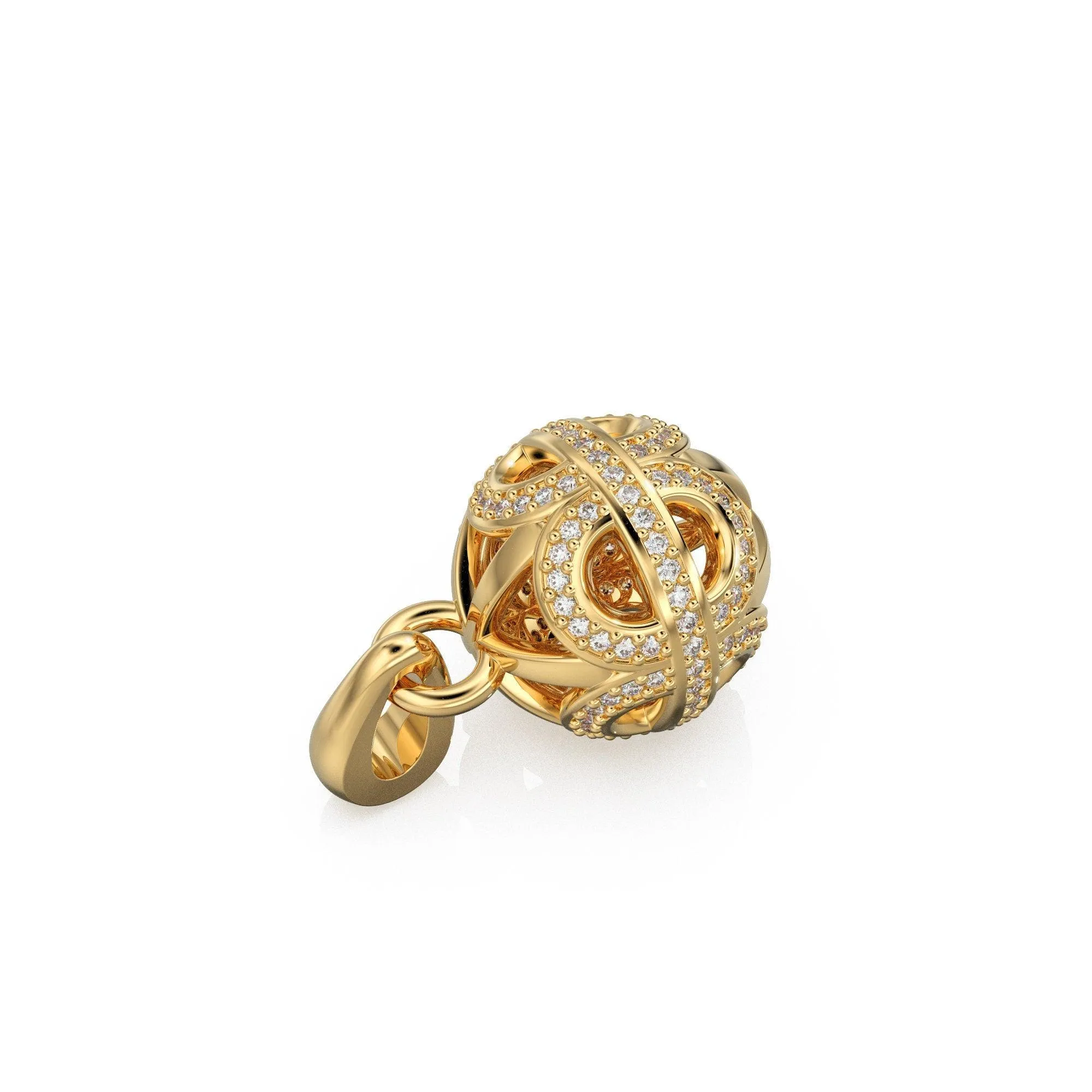 Designer Handmade Pave Diamond Round Ball Luxury 18k Solid Gold Pendant / Jewelry Making Diamond 14k Gold Charm