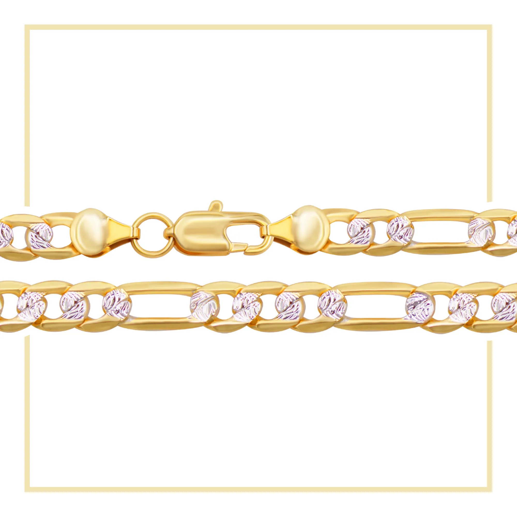 Diamond-Cut 14K Gold Filled Figaro Chain Necklace 24" 6 mm