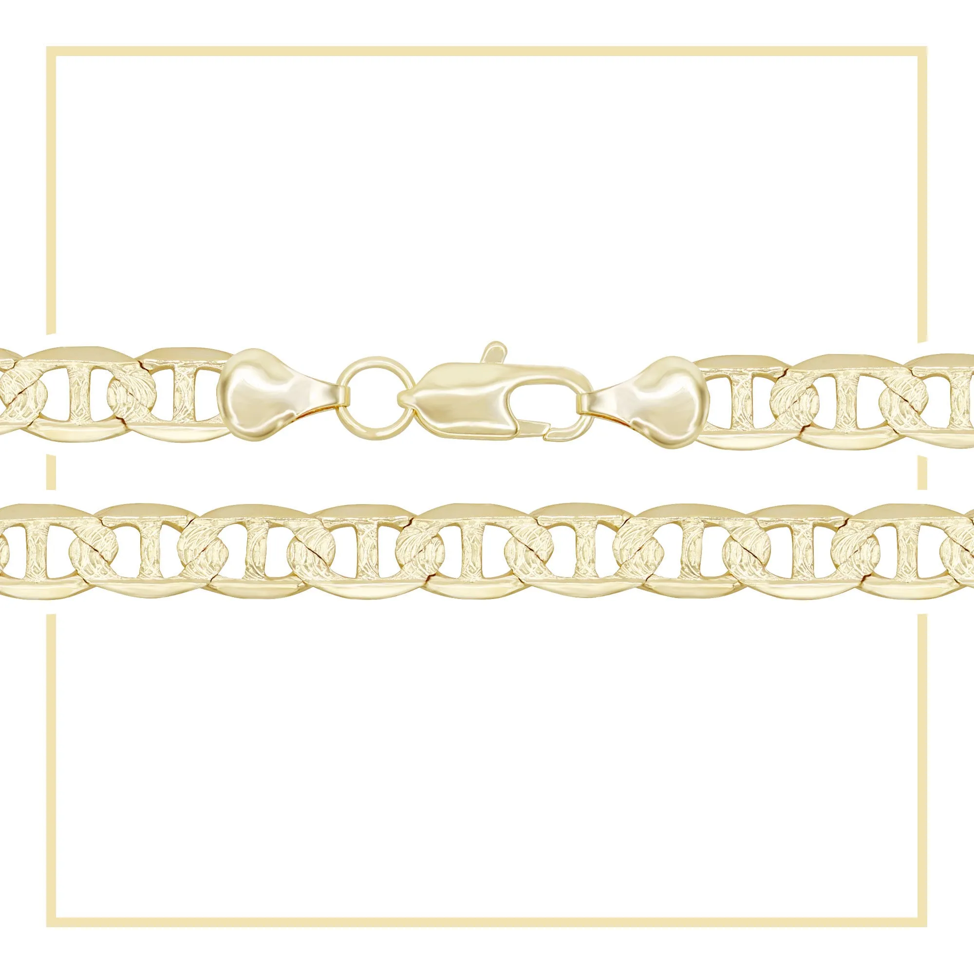Diamond-Cut 14K Gold Filled Mariner Chain Necklace 24" Bracelet 8.5" Set 7 mm