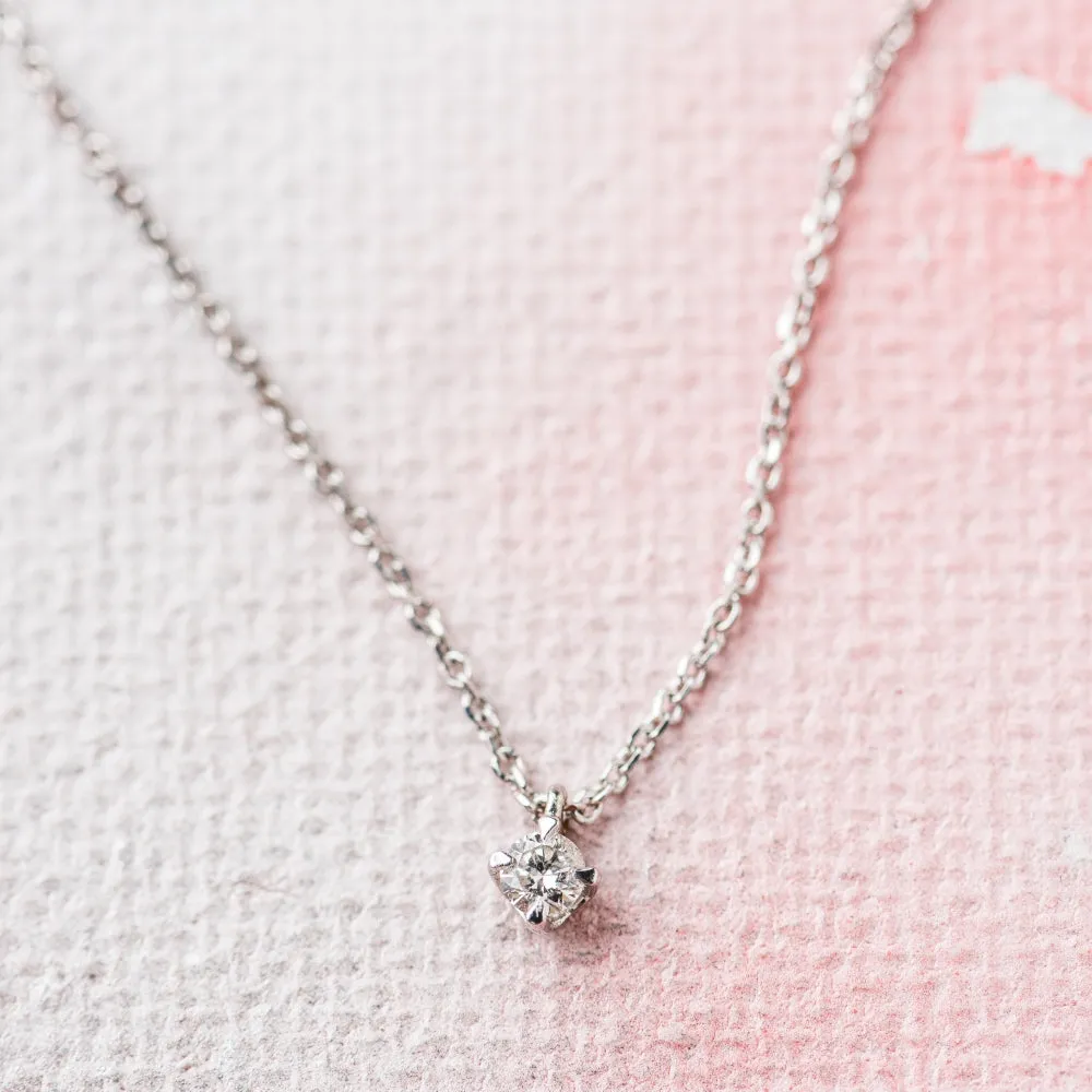 Diamond Micro Claw Set Necklace in 14k White Gold