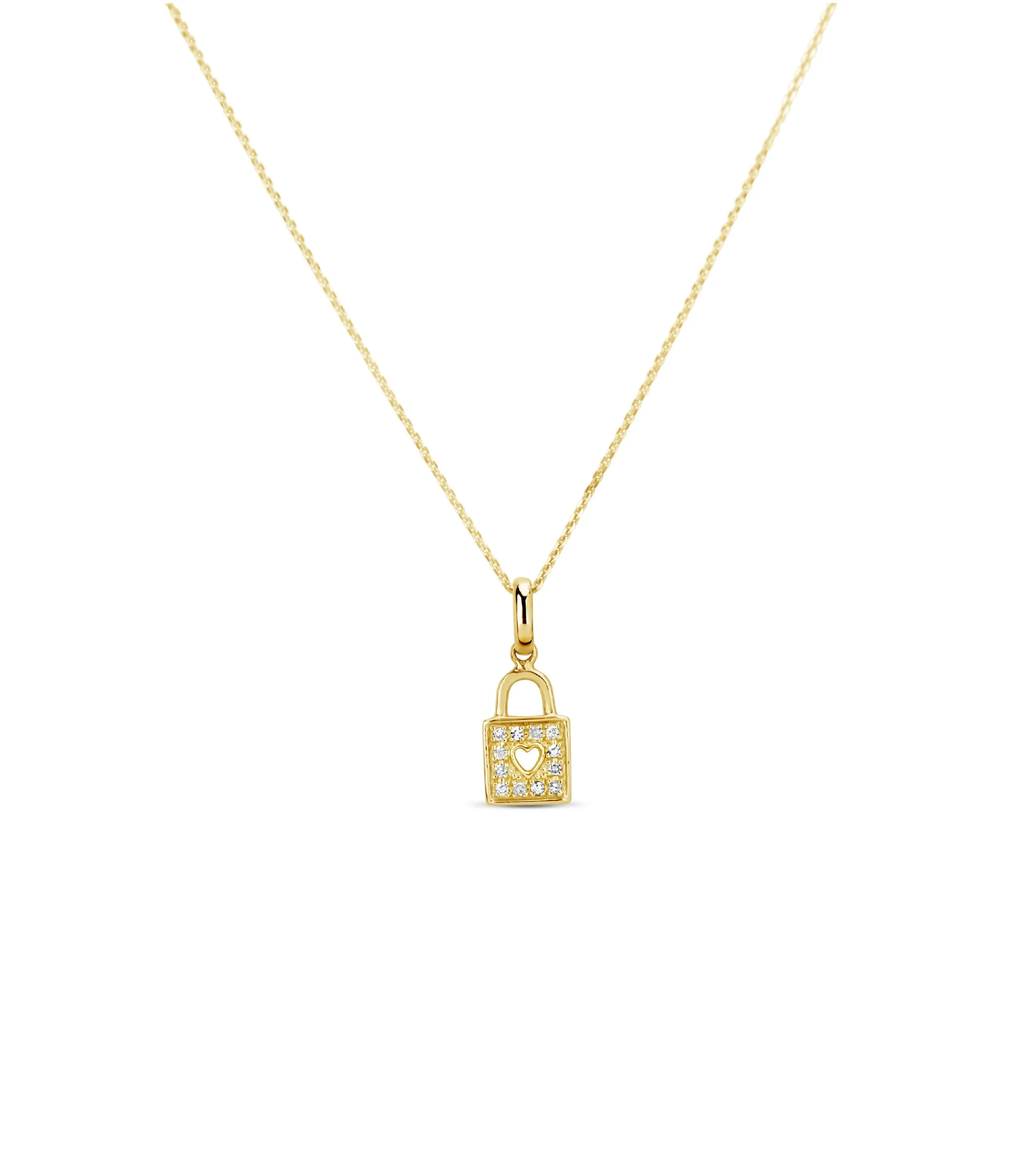 Diamond Padlock Heart Necklace