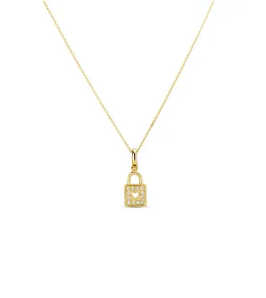 Diamond Padlock Heart Necklace