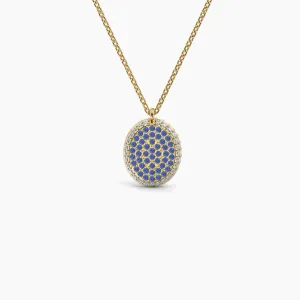 Double Sided Diamond & Sapphire Oval Shaped AMoré Pavé Necklace