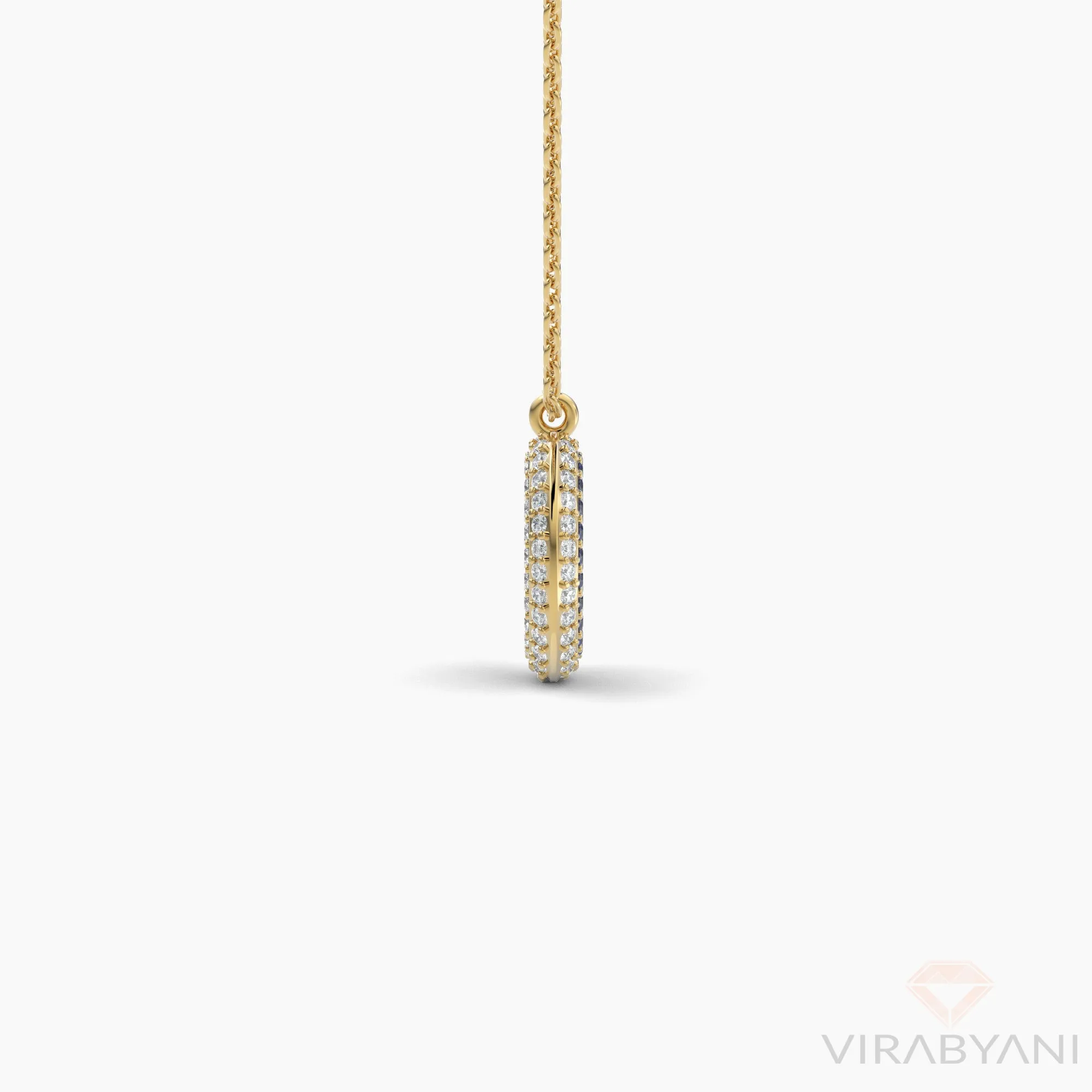 Double Sided Diamond & Sapphire Oval Shaped AMoré Pavé Necklace