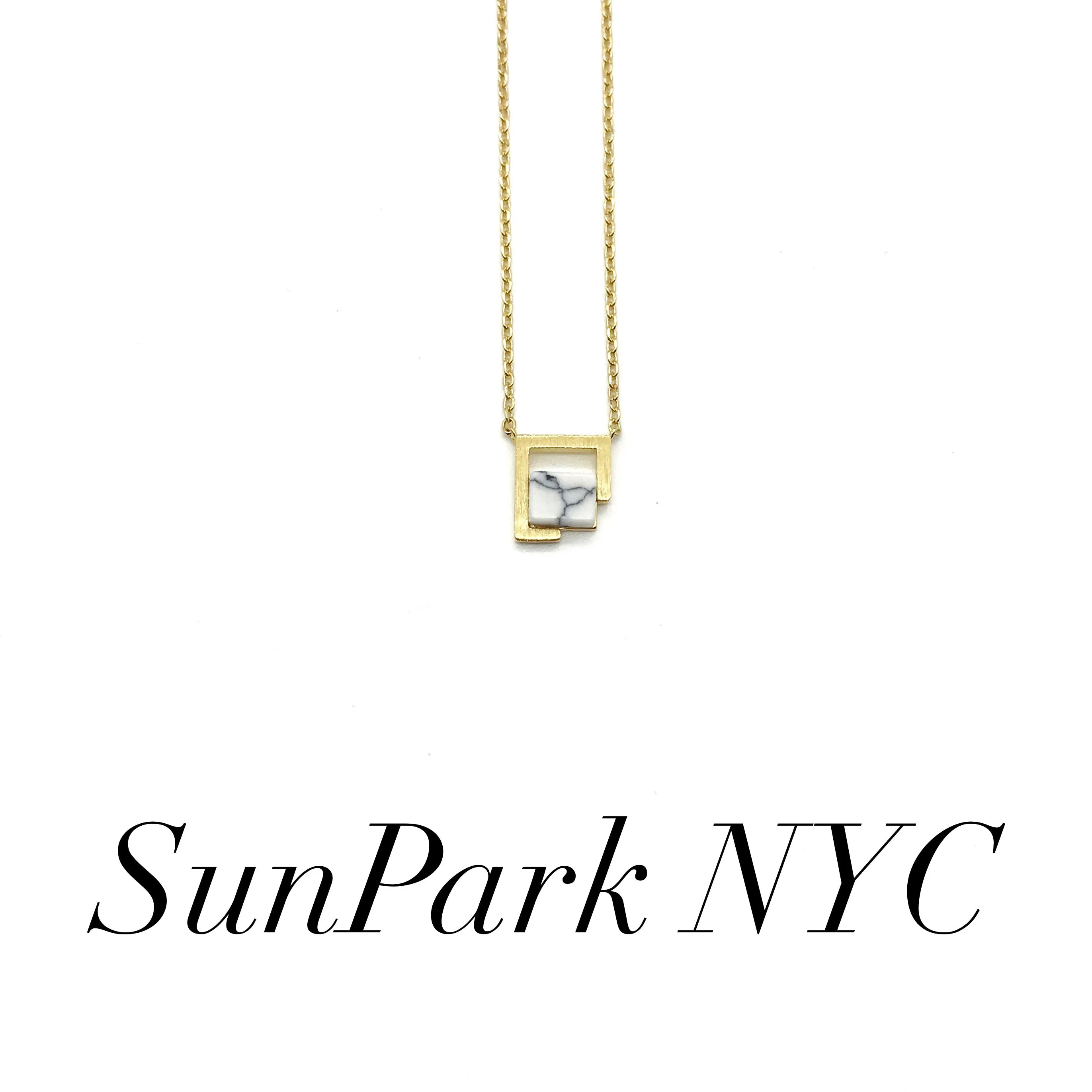 Double Square Gold x Gem Necklace