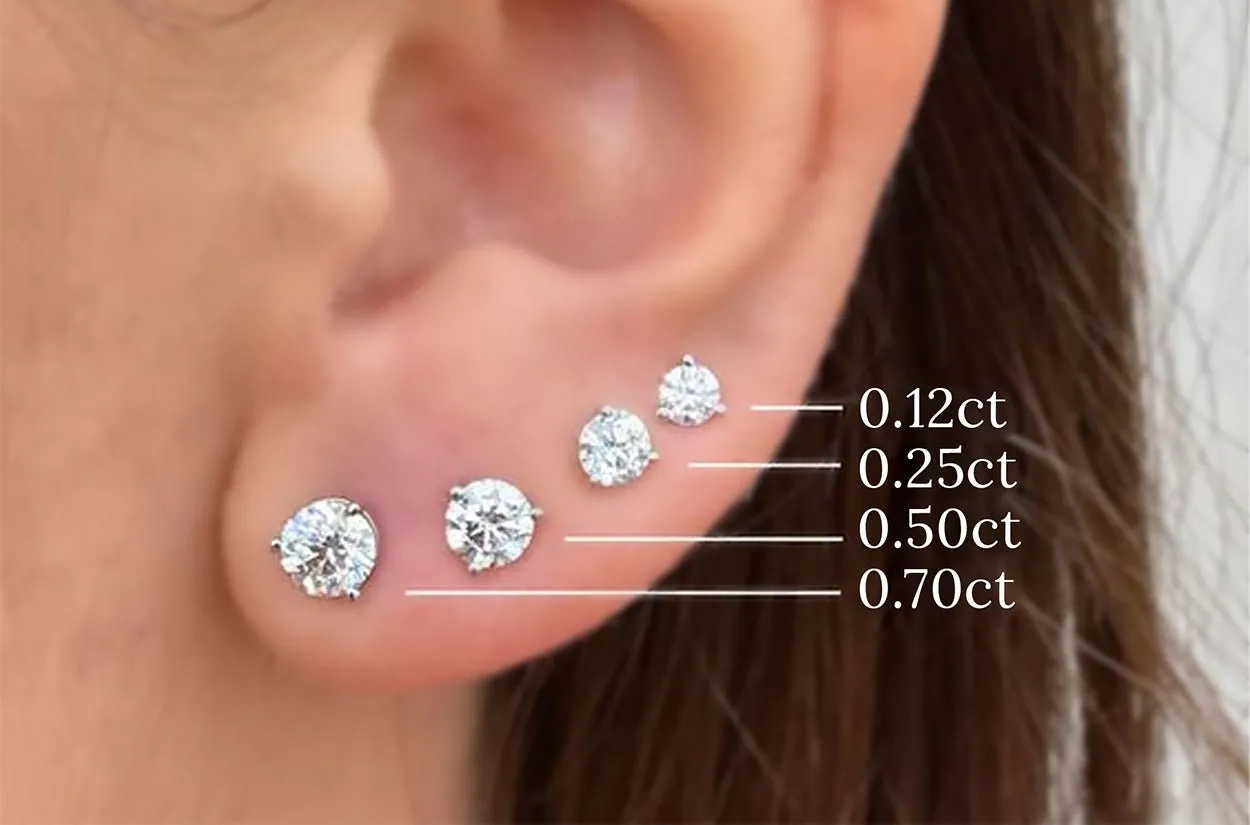 Earrings 1.02cts GIA Natural Round Diamonds G-H SI2-SI1 18kt Gold Studs