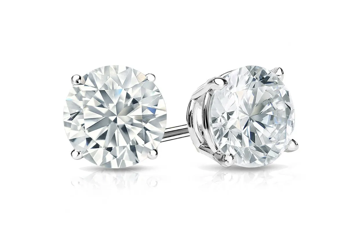 Earrings 1.02cts GIA Natural Round Diamonds G-H SI2-SI1 18kt Gold Studs