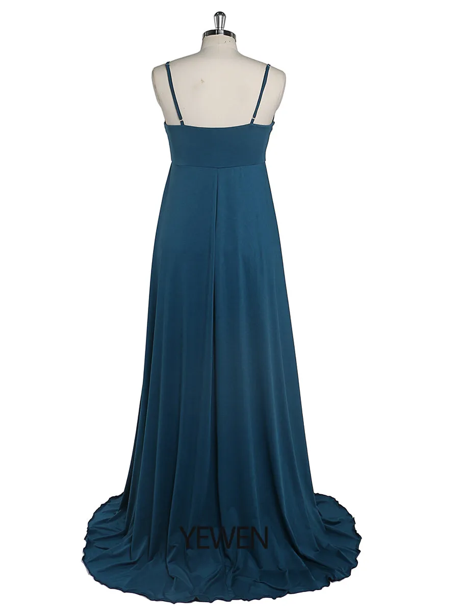 Elegant Women Sling Dress Elastic Fabric Simple Evening Dresses Long Custom Color YEWEN