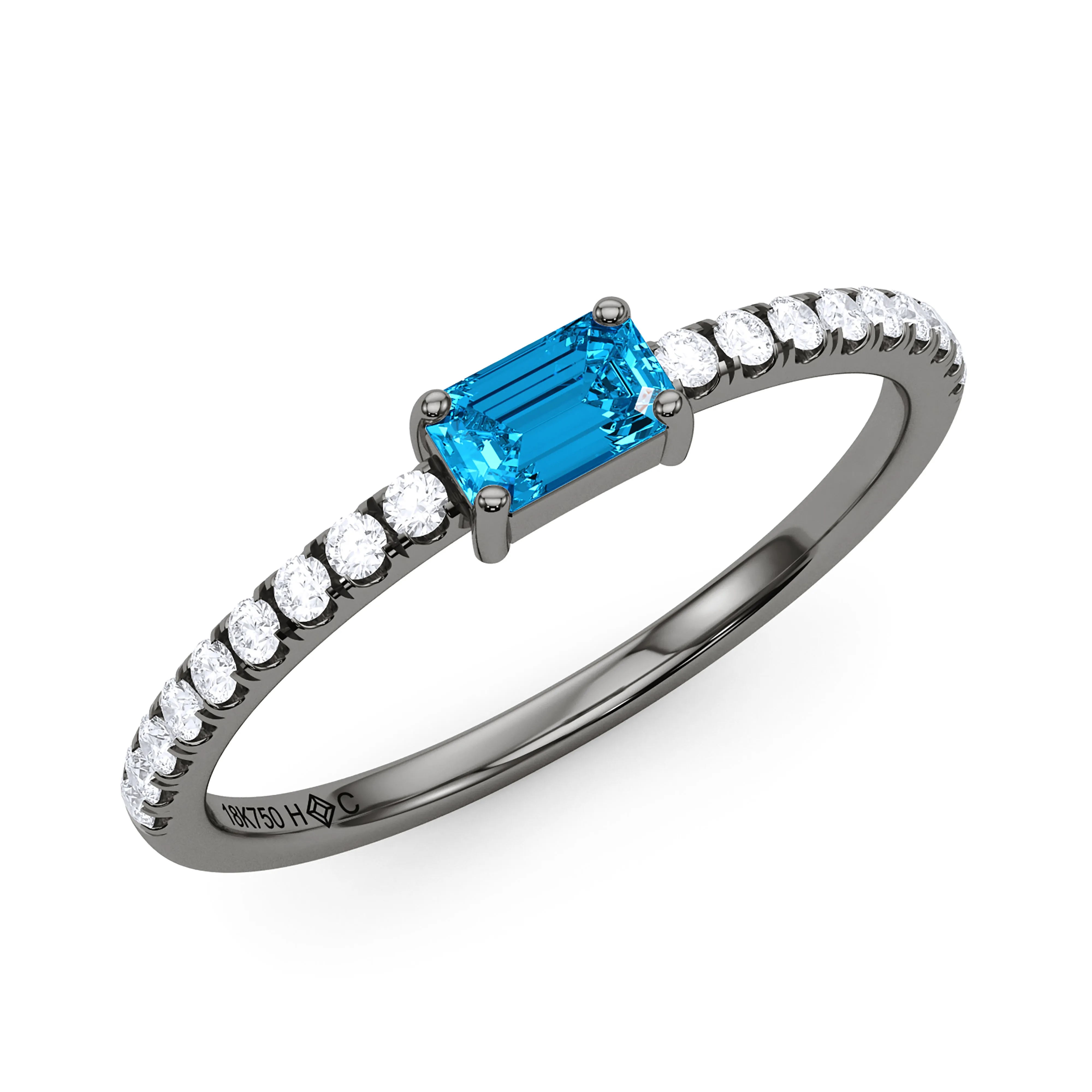 Emerald Birthstone and Pave Lab Grown Diamond Ring