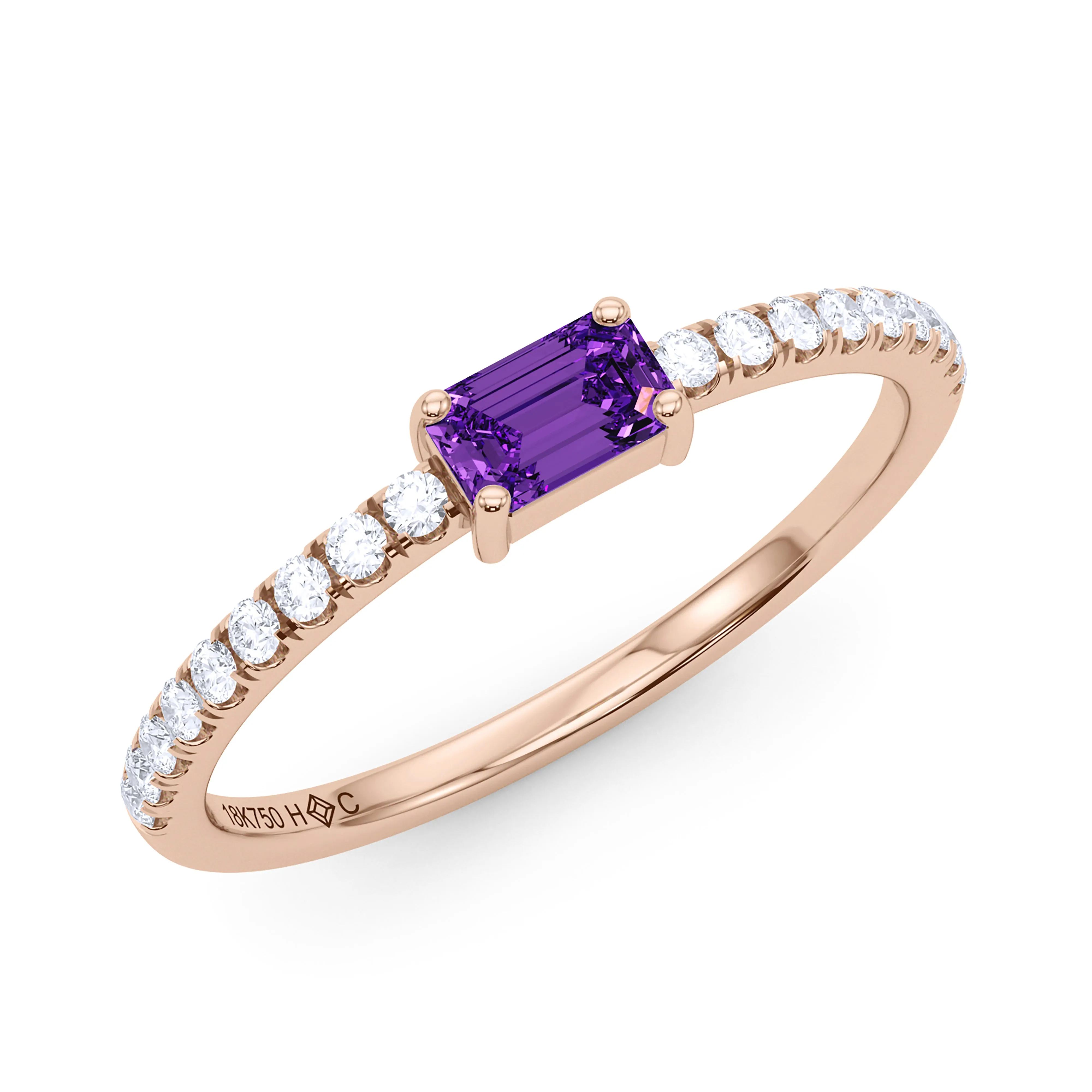 Emerald Birthstone and Pave Lab Grown Diamond Ring