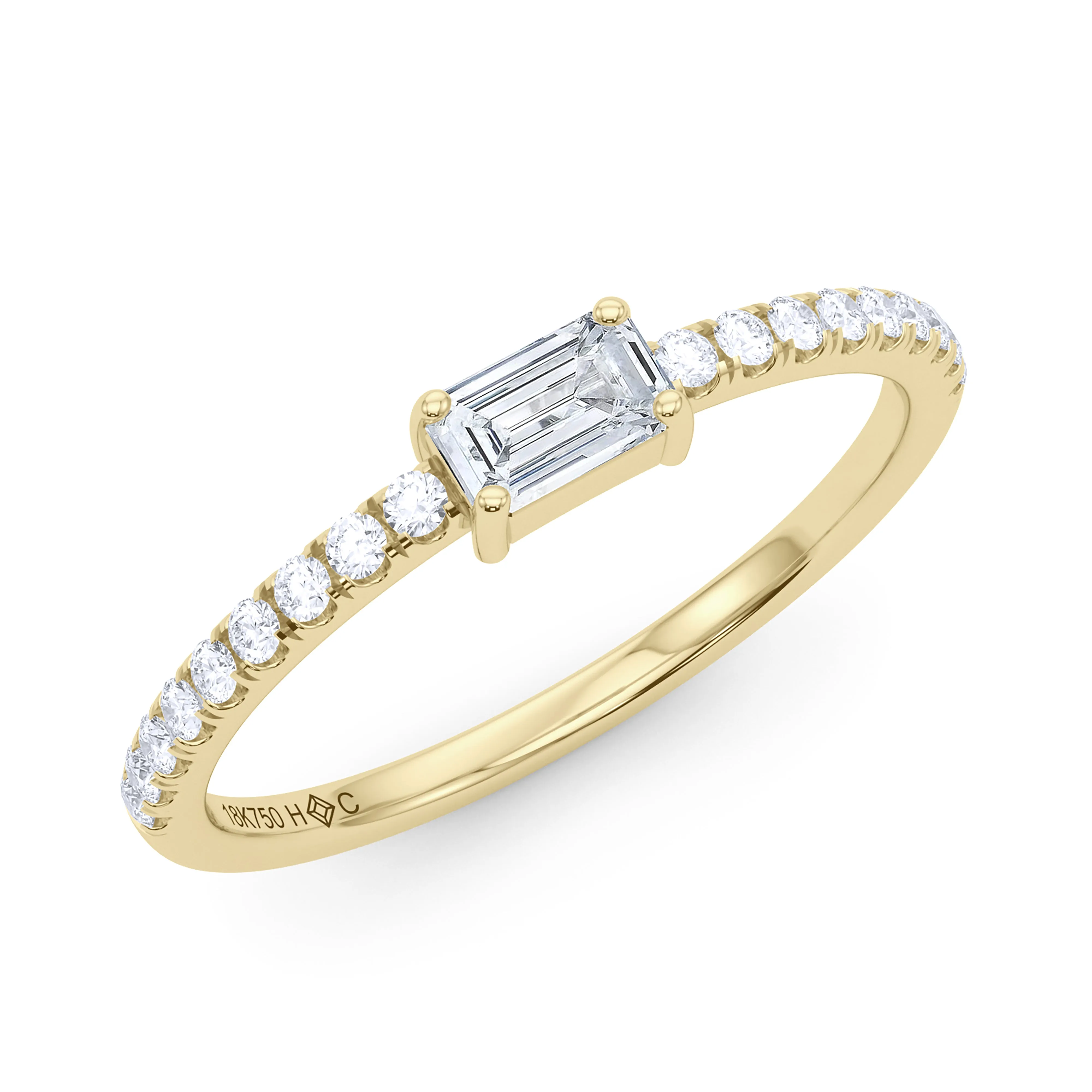 Emerald Birthstone and Pave Lab Grown Diamond Ring