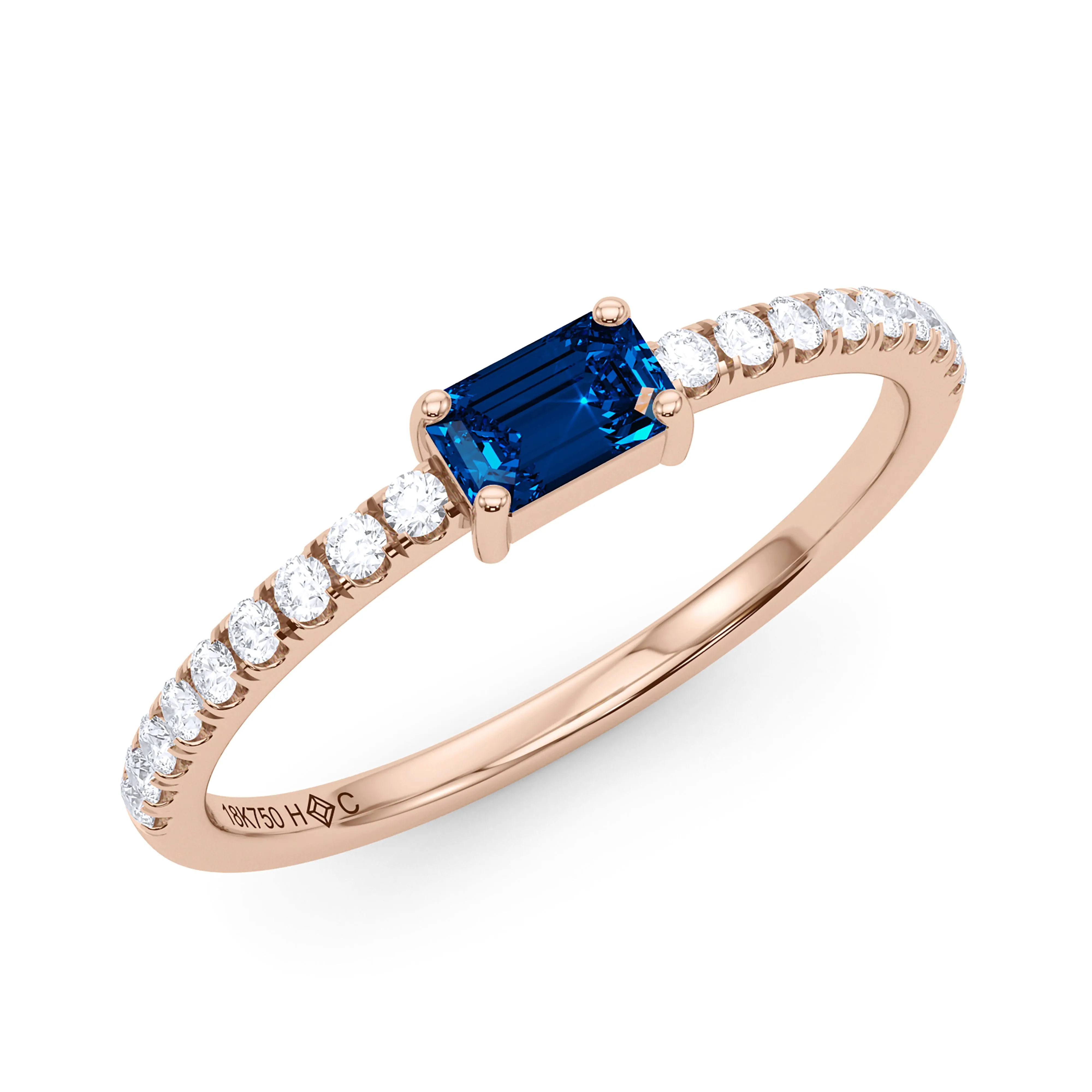 Emerald Birthstone and Pave Lab Grown Diamond Ring
