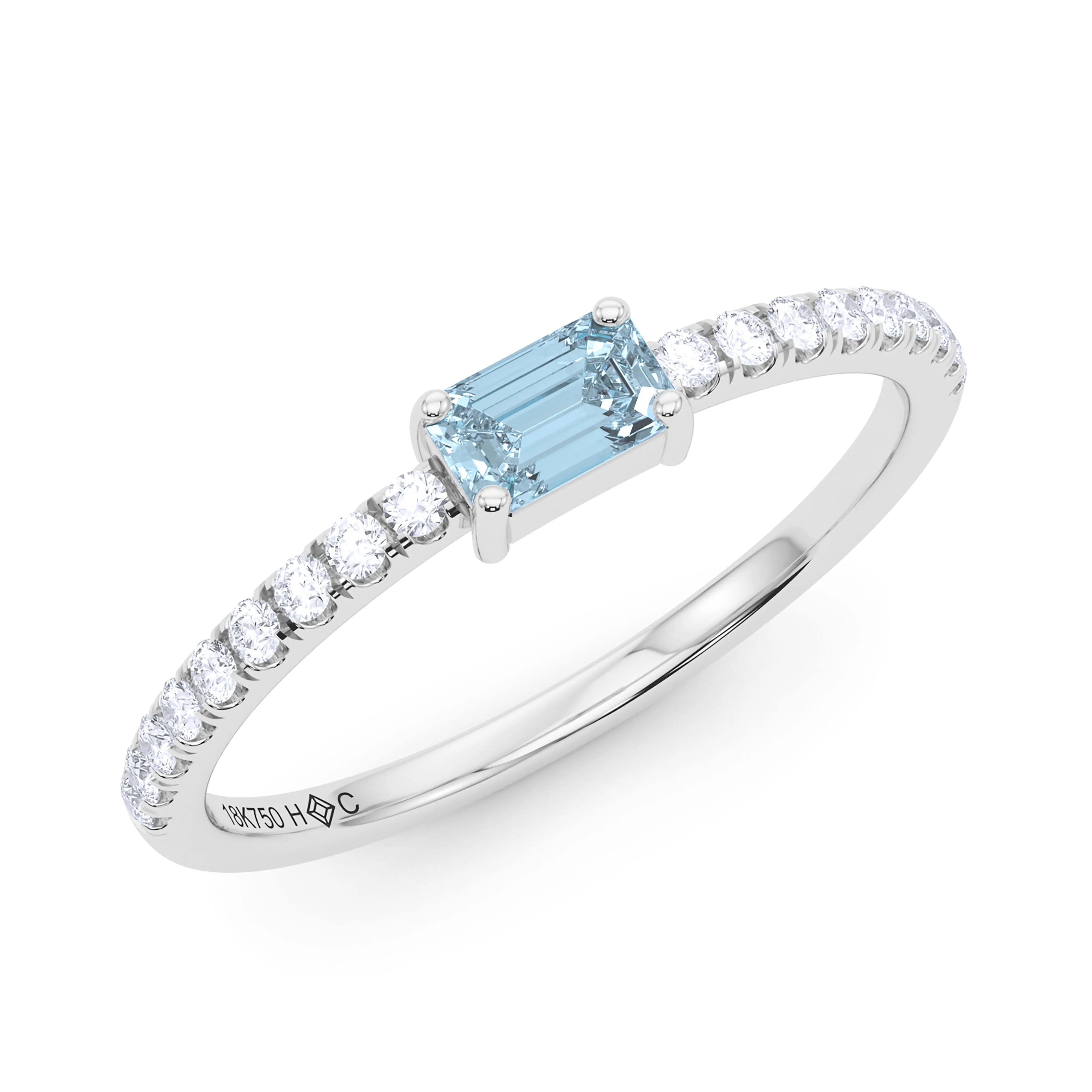 Emerald Birthstone and Pave Lab Grown Diamond Ring