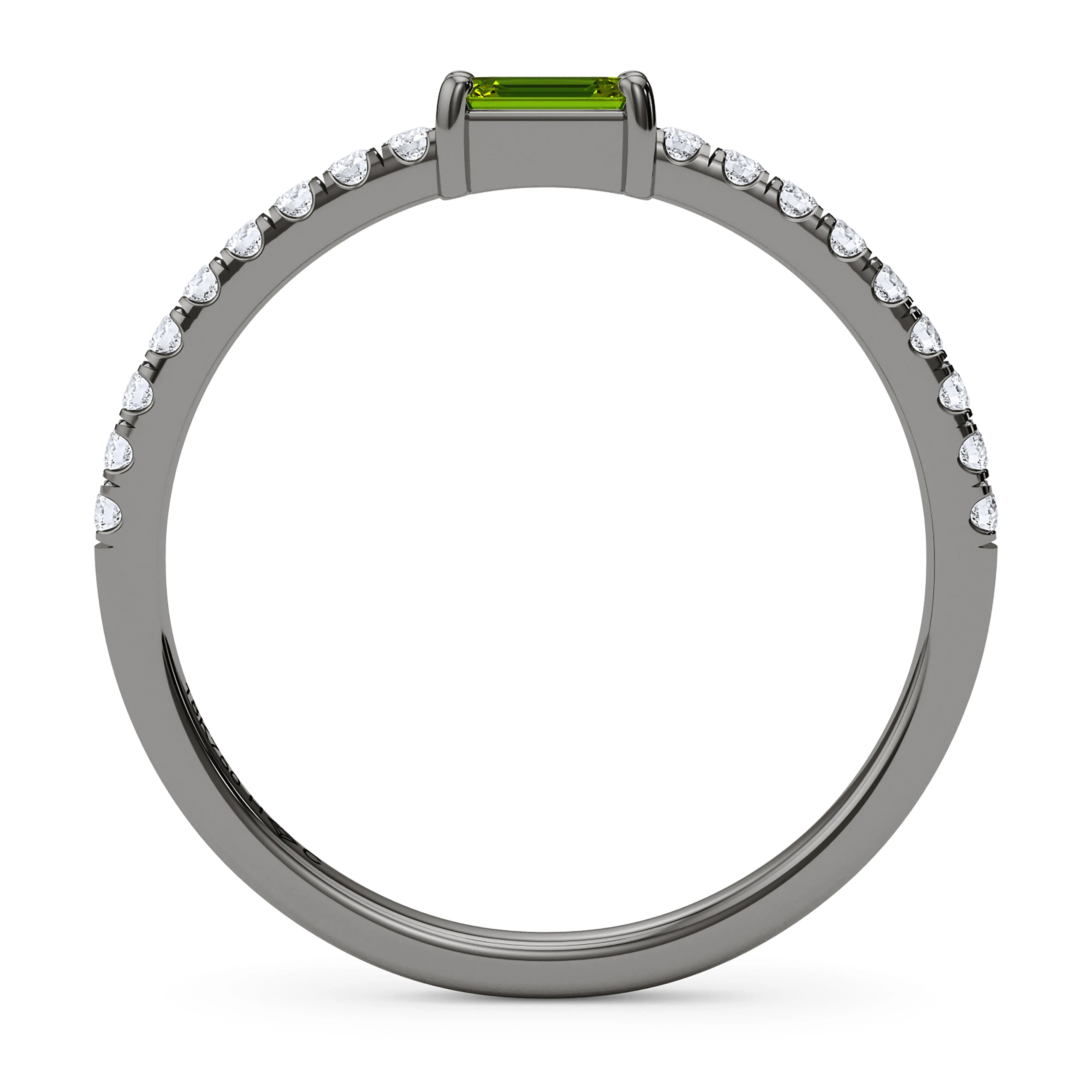 Emerald Birthstone and Pave Lab Grown Diamond Ring