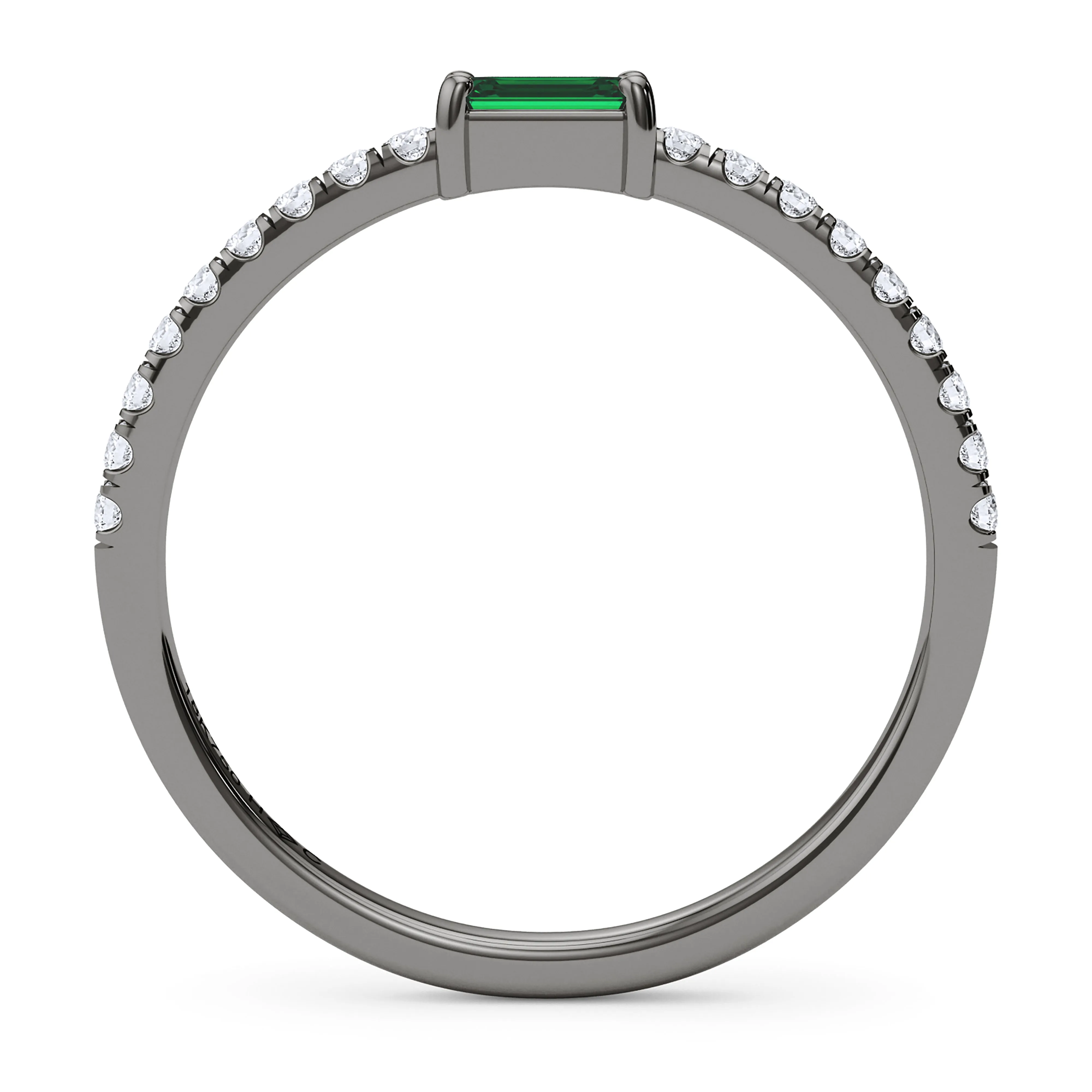Emerald Birthstone and Pave Lab Grown Diamond Ring