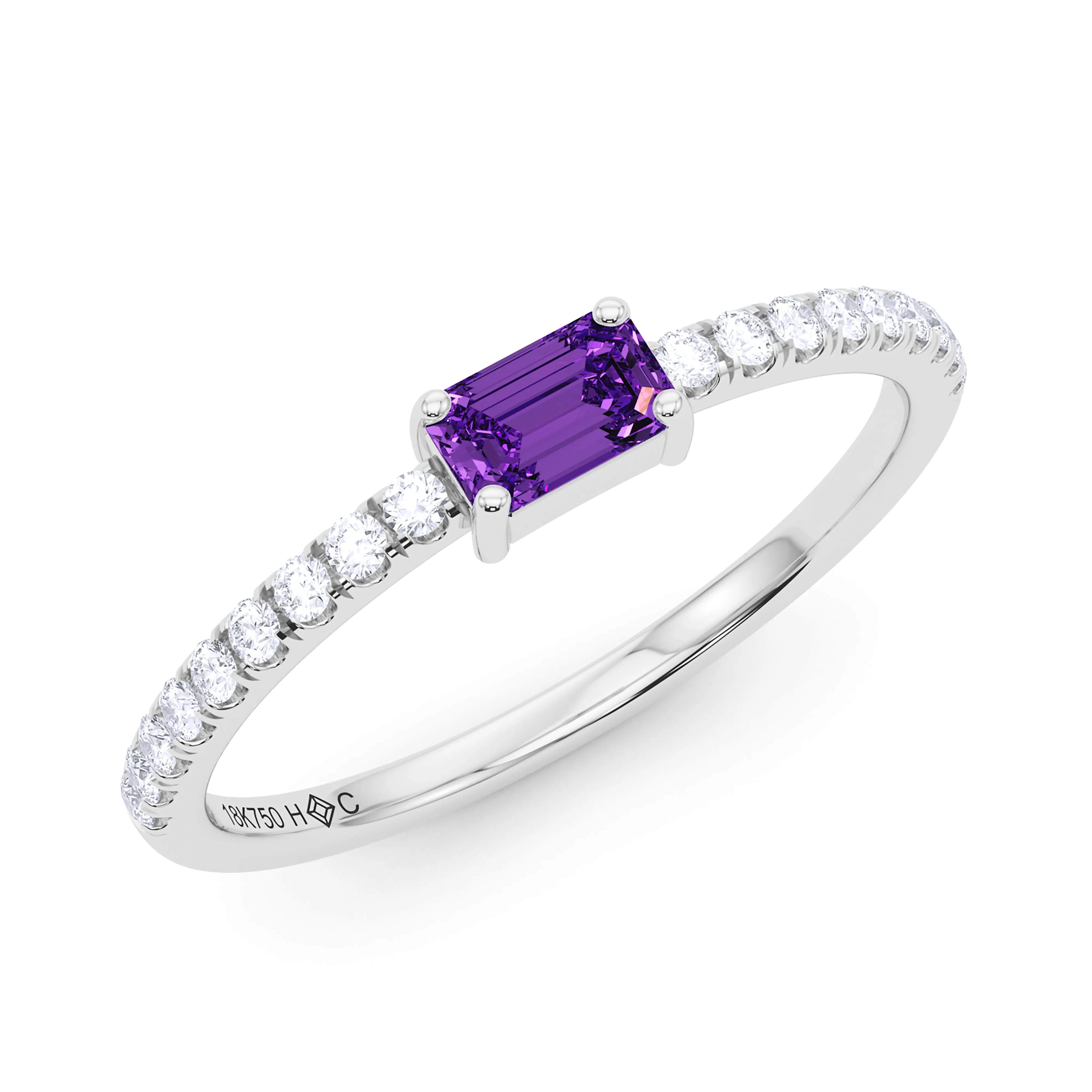 Emerald Birthstone and Pave Lab Grown Diamond Ring