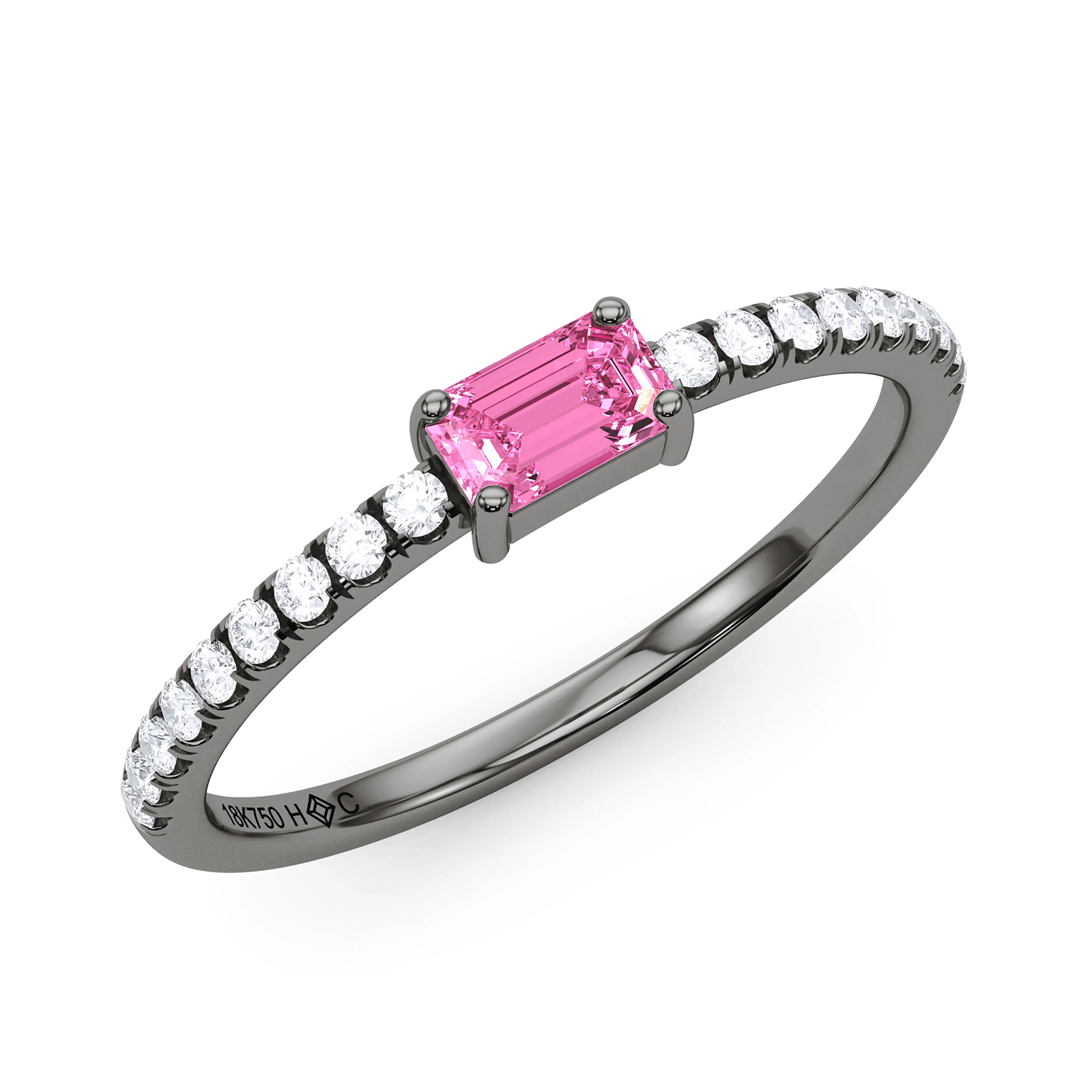 Emerald Birthstone and Pave Lab Grown Diamond Ring