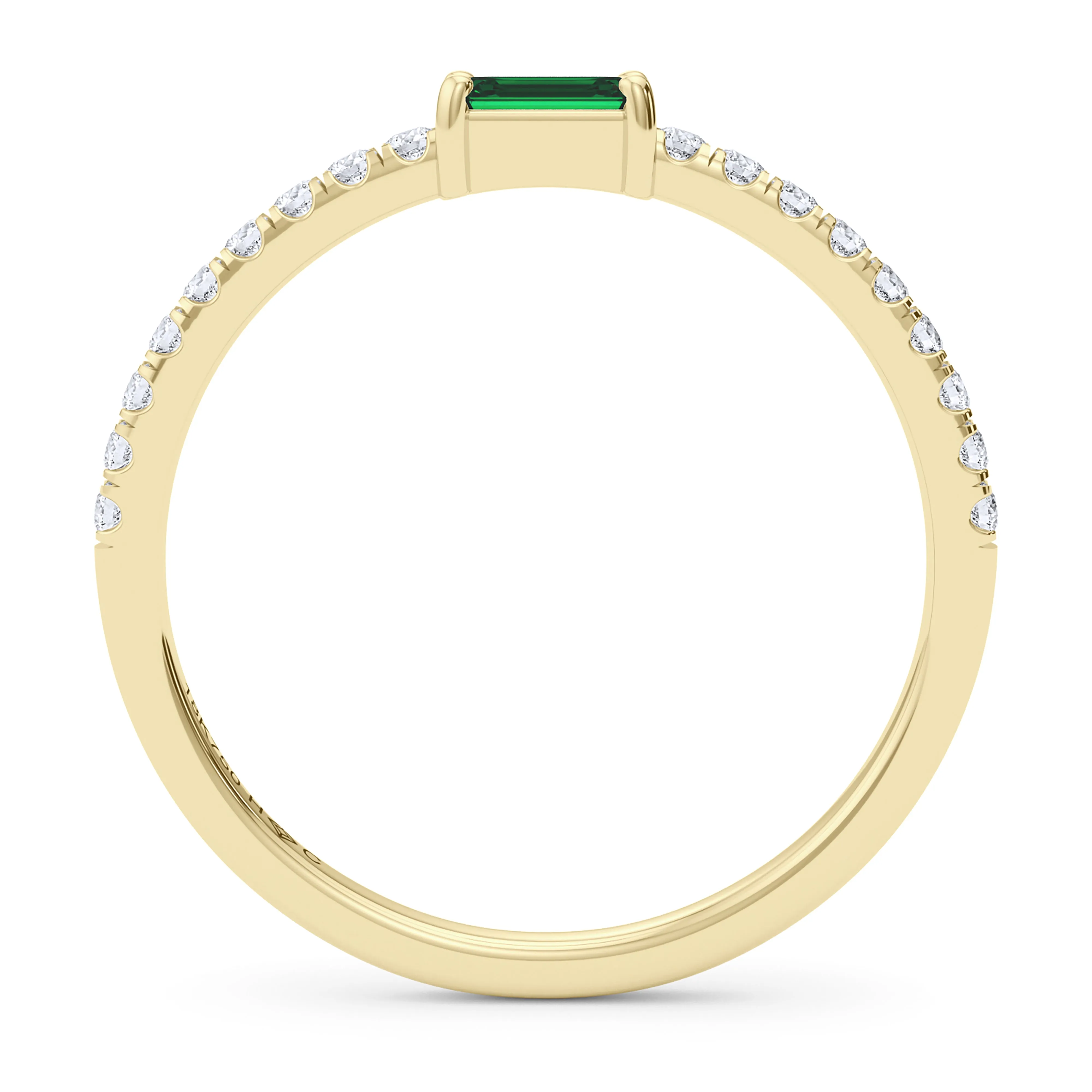 Emerald Birthstone and Pave Lab Grown Diamond Ring