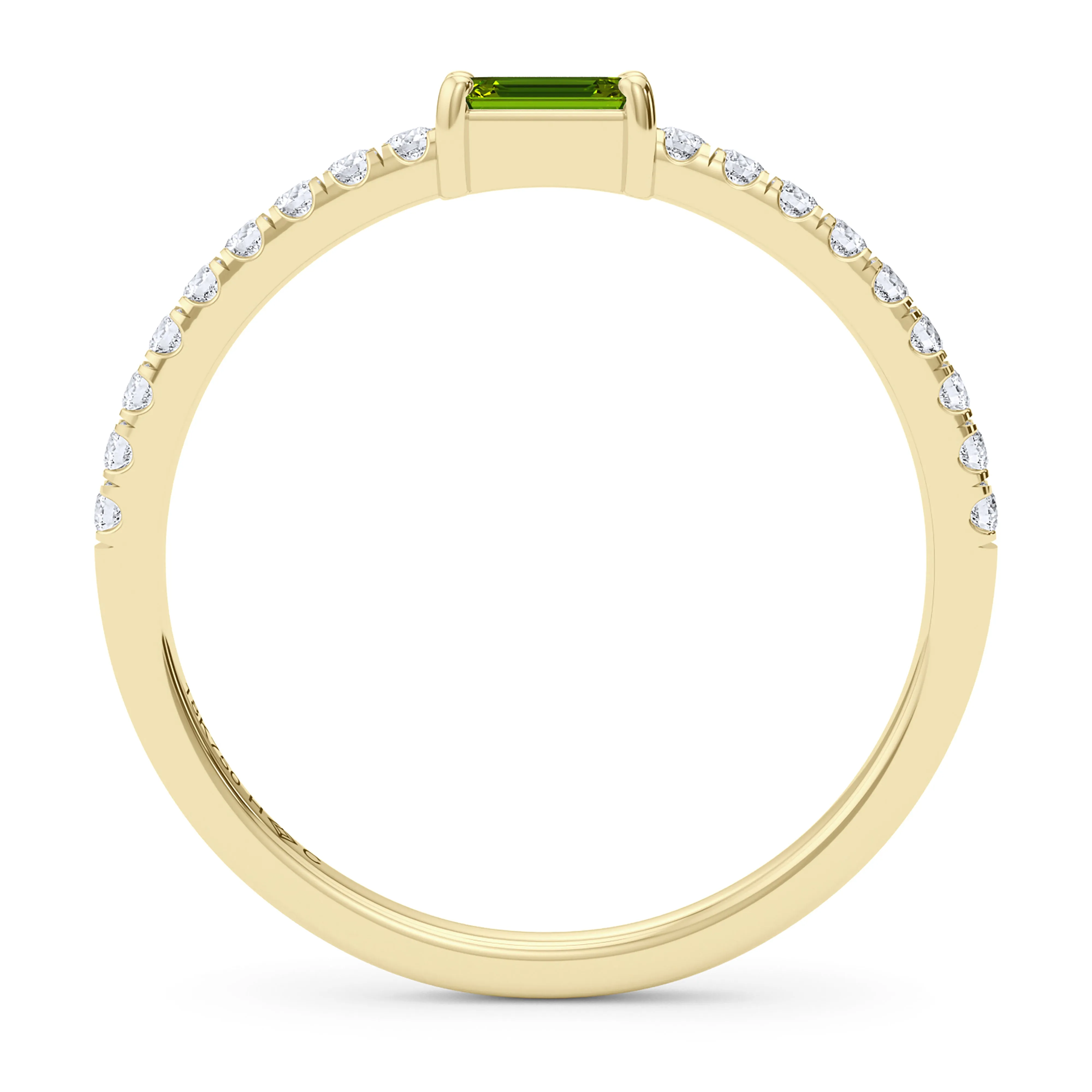 Emerald Birthstone and Pave Lab Grown Diamond Ring