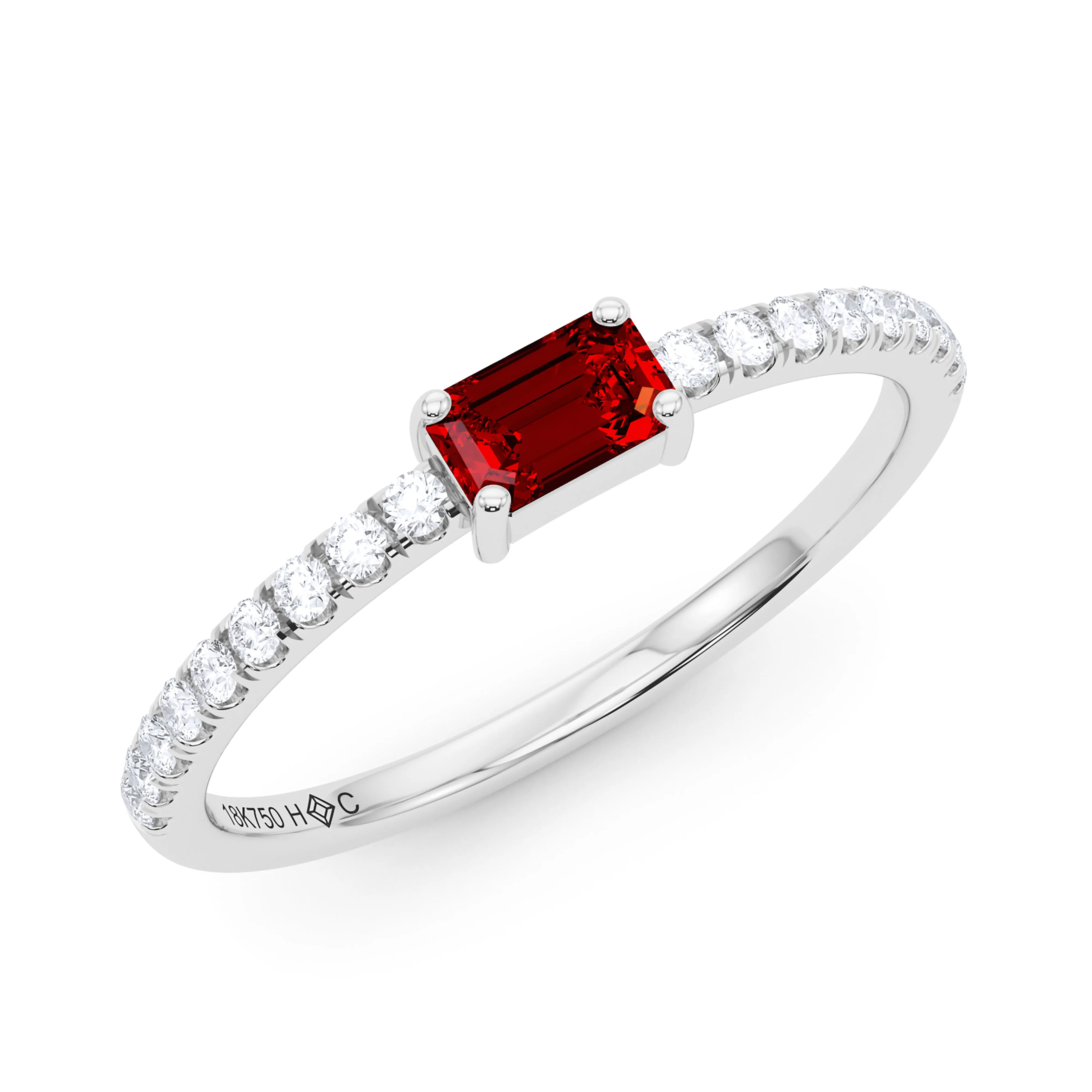 Emerald Birthstone and Pave Lab Grown Diamond Ring
