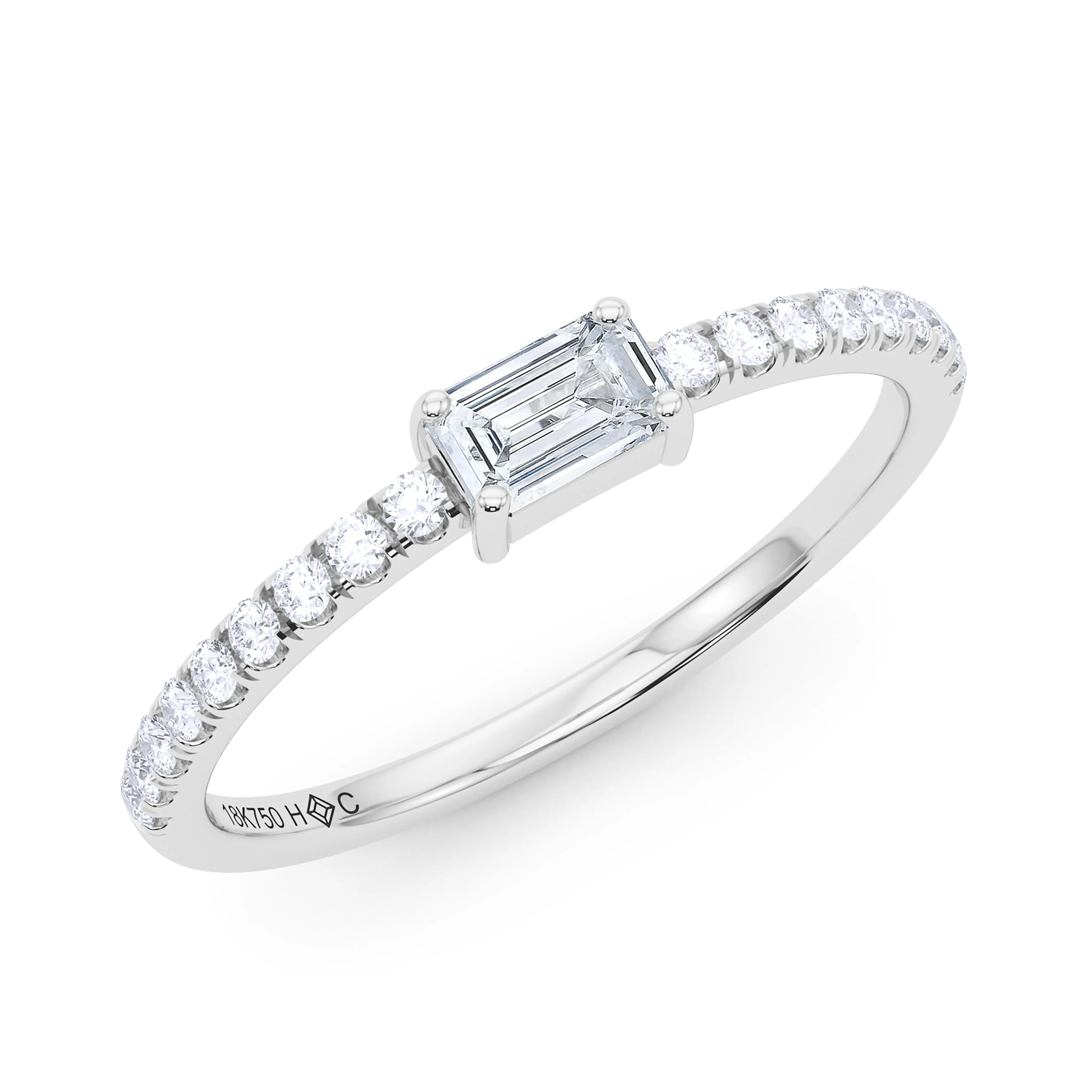 Emerald Birthstone and Pave Lab Grown Diamond Ring