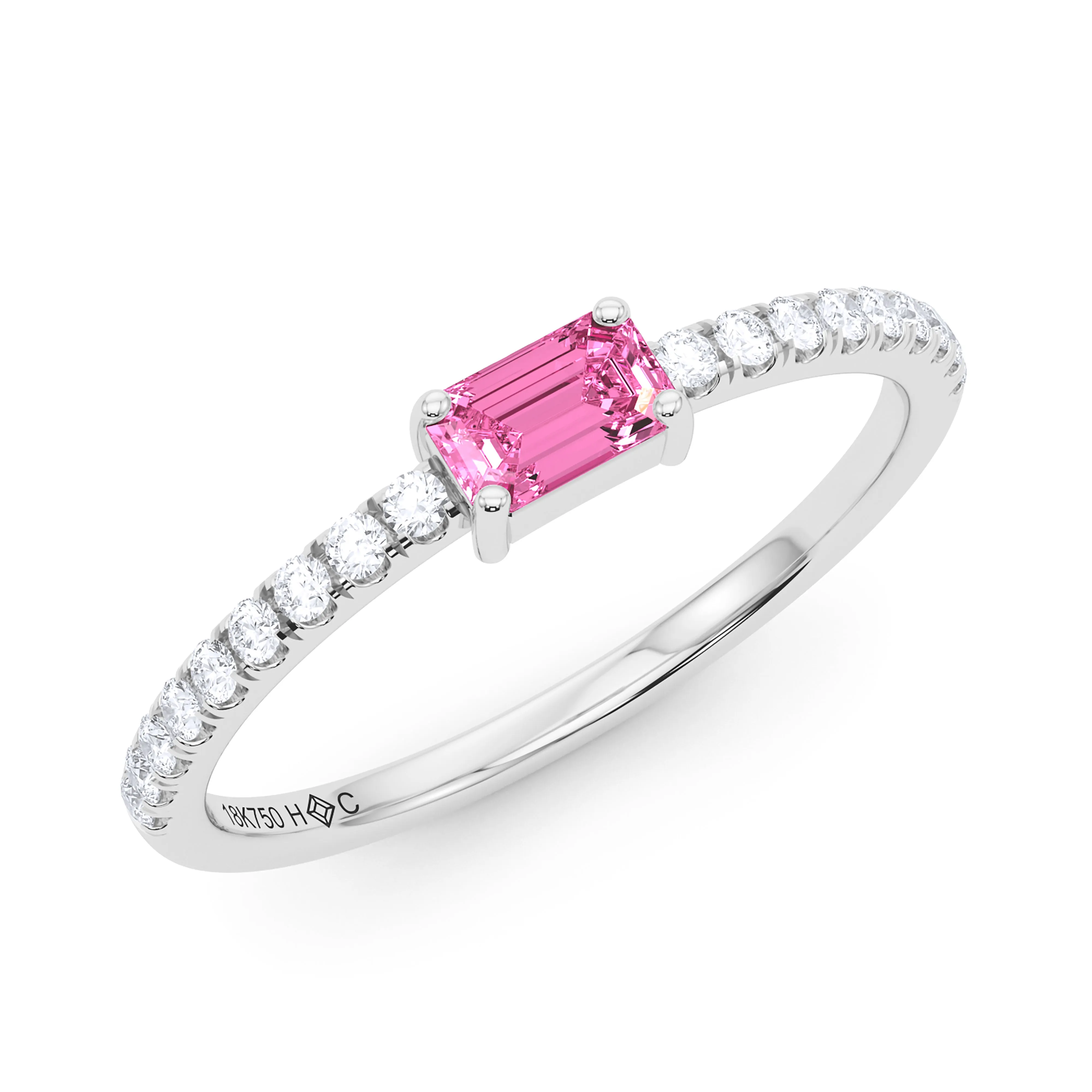 Emerald Birthstone and Pave Lab Grown Diamond Ring