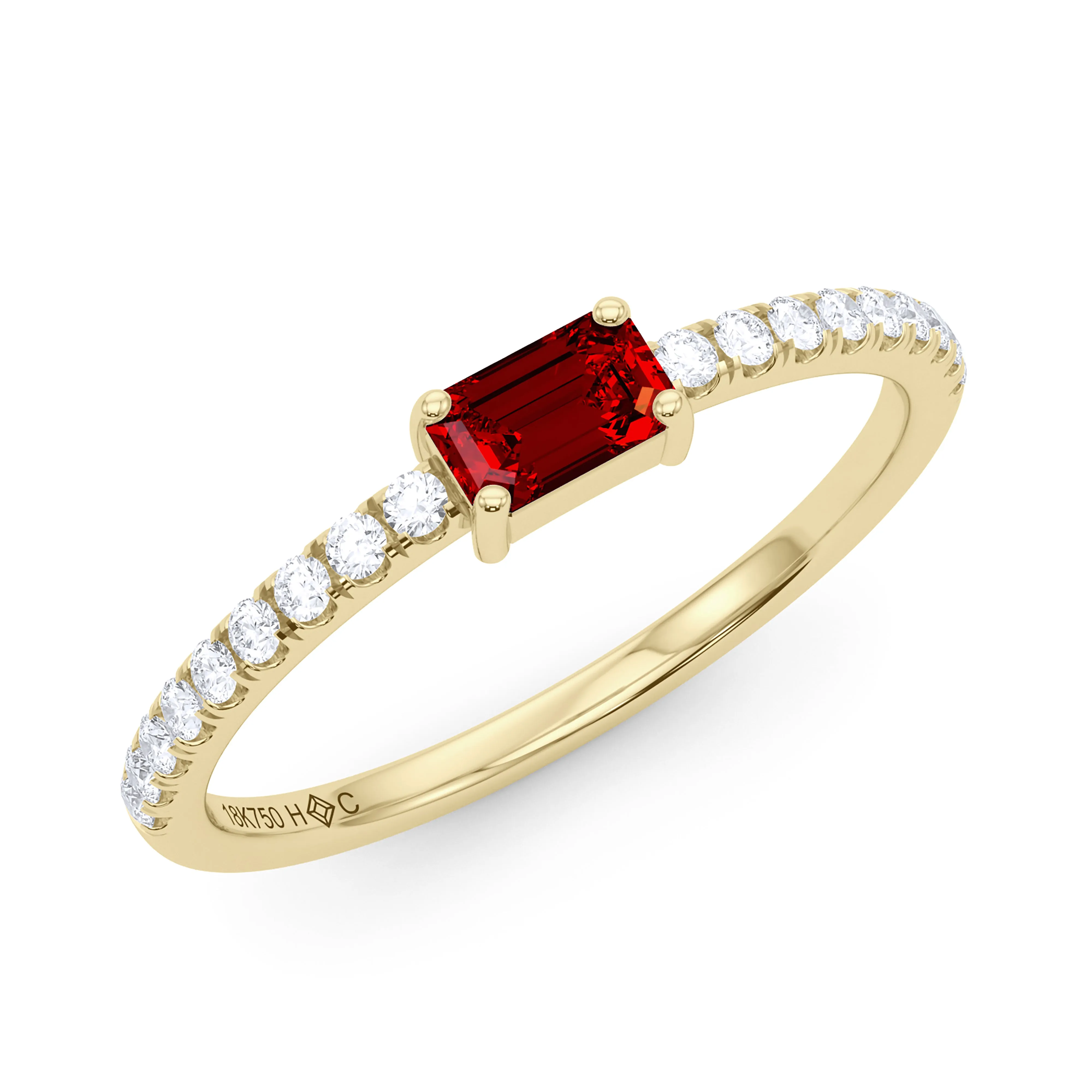 Emerald Birthstone and Pave Lab Grown Diamond Ring