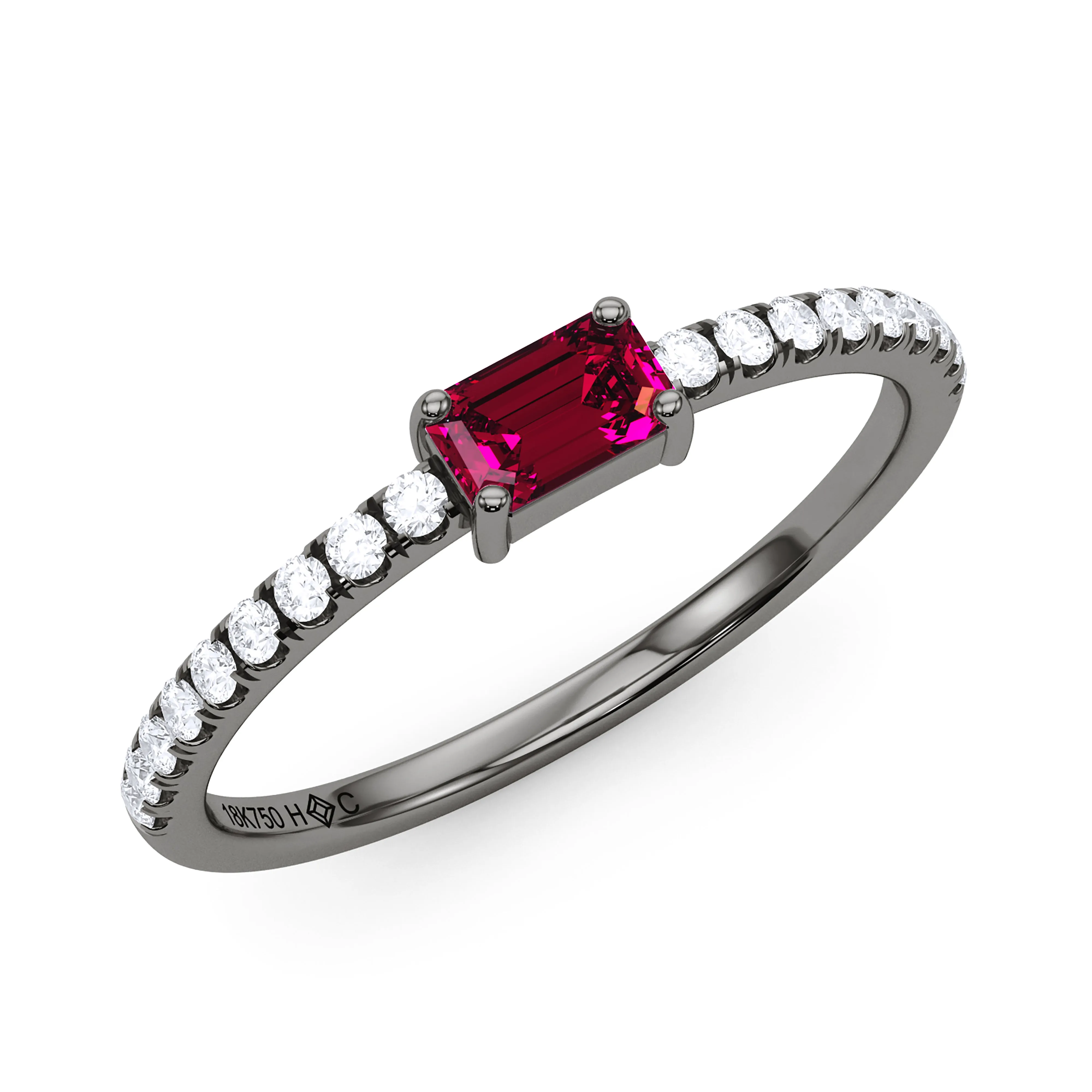 Emerald Birthstone and Pave Lab Grown Diamond Ring