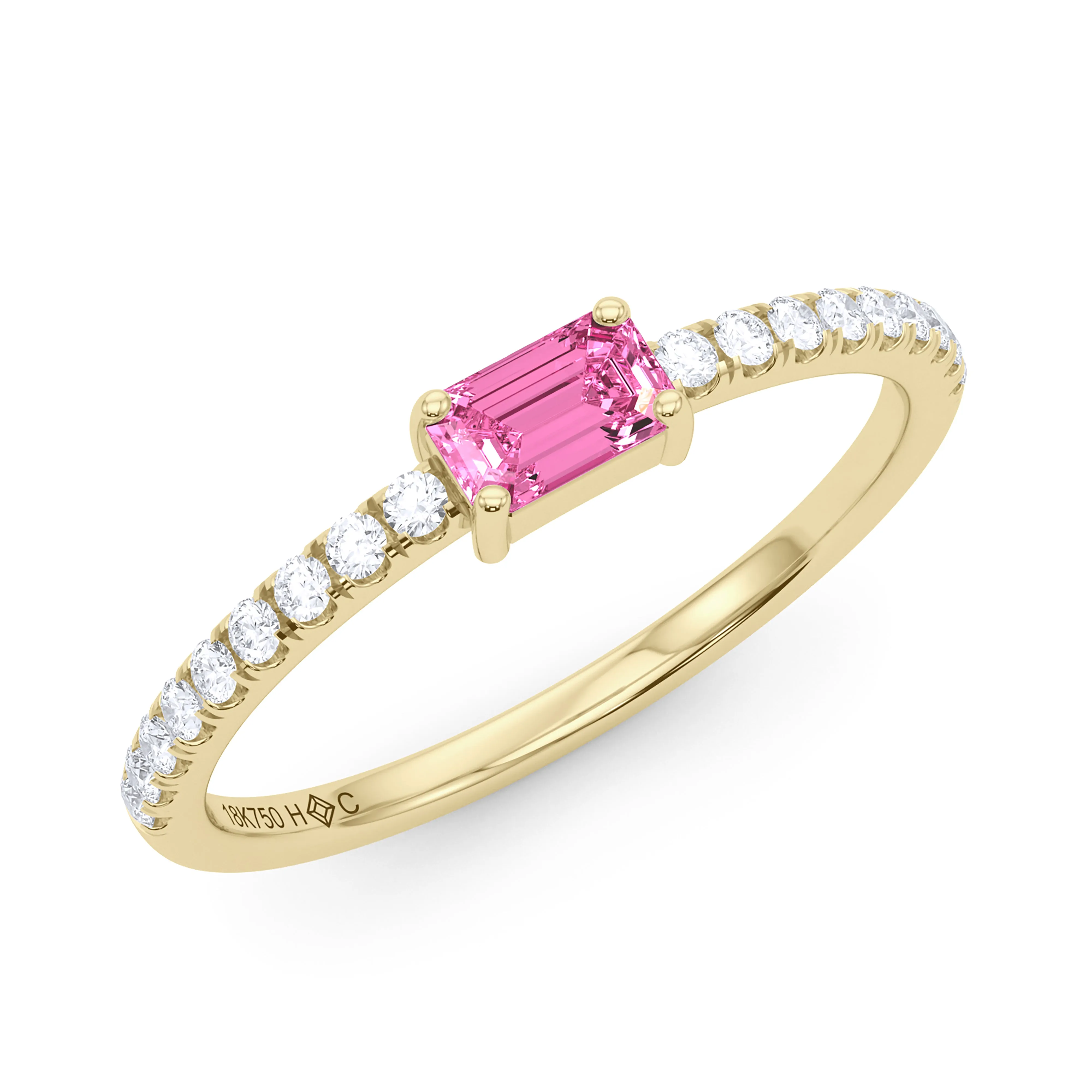 Emerald Birthstone and Pave Lab Grown Diamond Ring