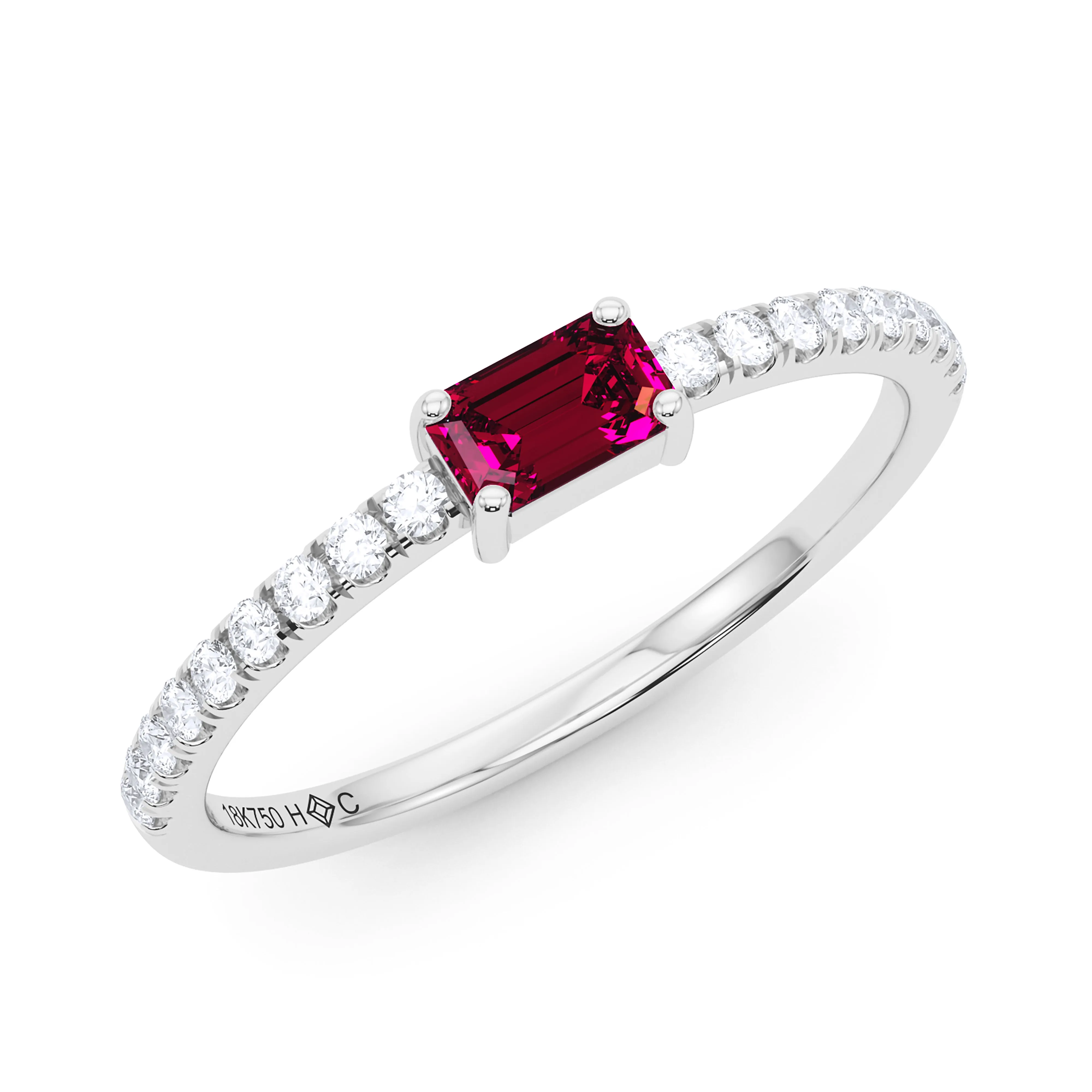 Emerald Birthstone and Pave Lab Grown Diamond Ring