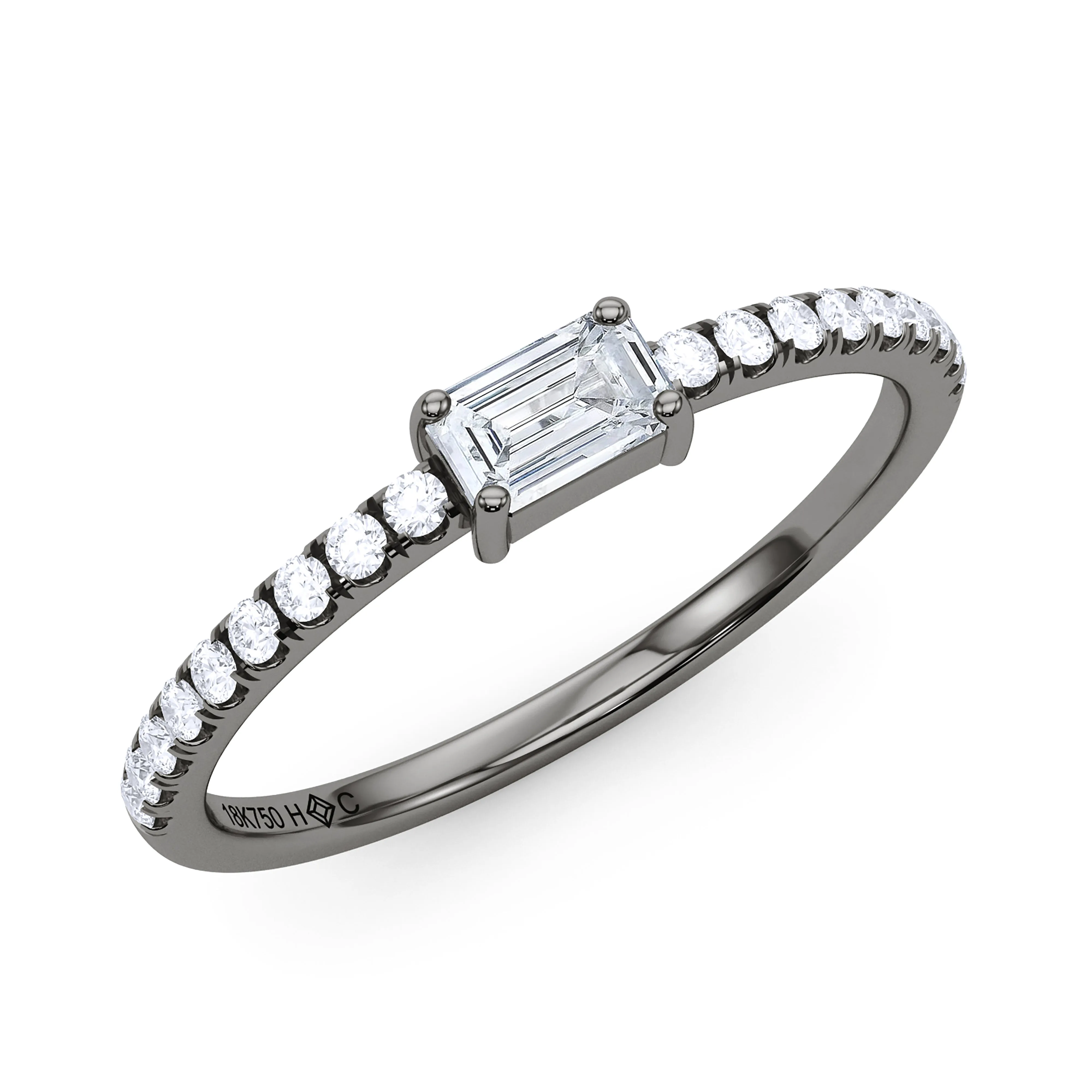 Emerald Birthstone and Pave Lab Grown Diamond Ring