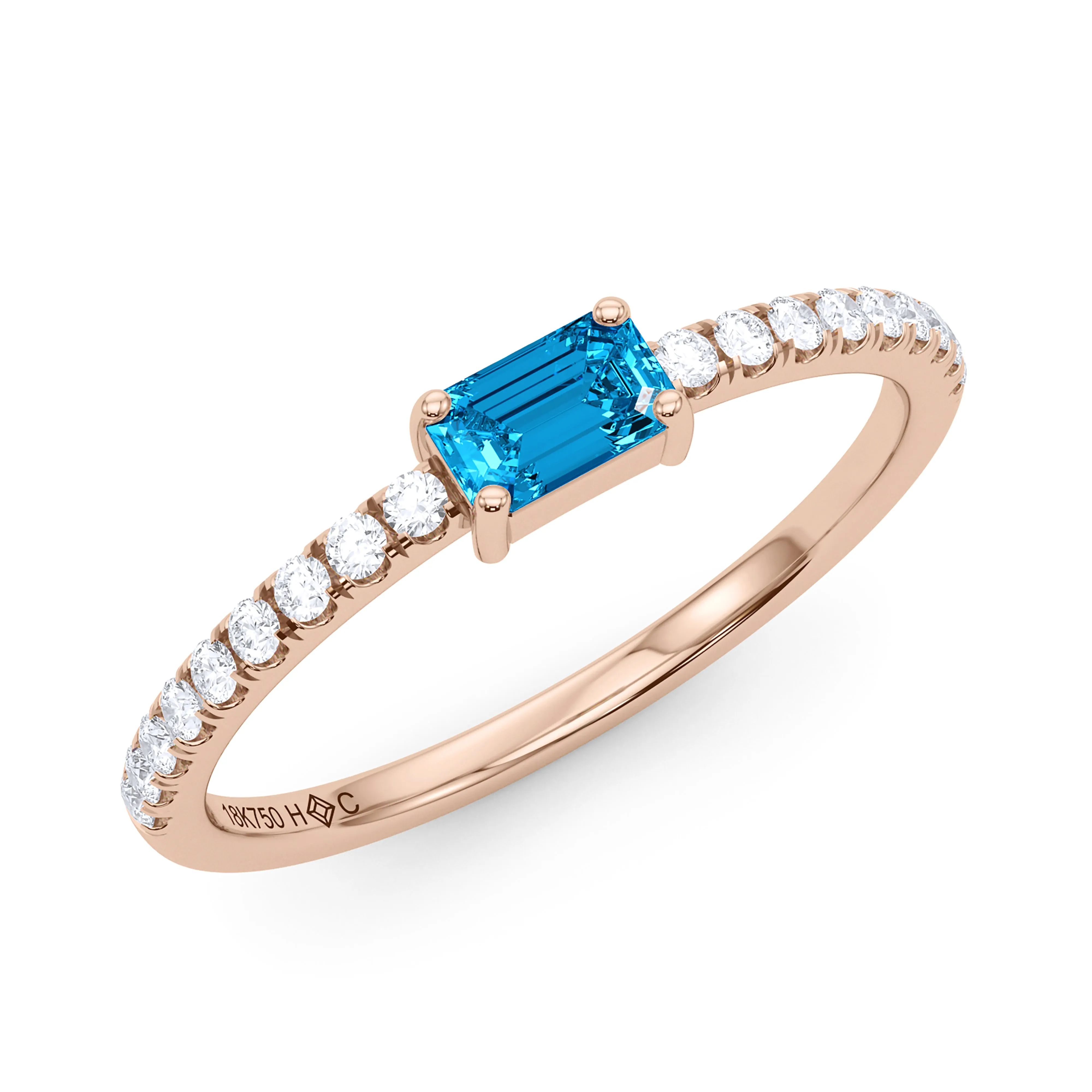 Emerald Birthstone and Pave Lab Grown Diamond Ring
