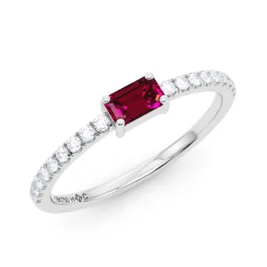 Emerald Birthstone and Pave Lab Grown Diamond Ring