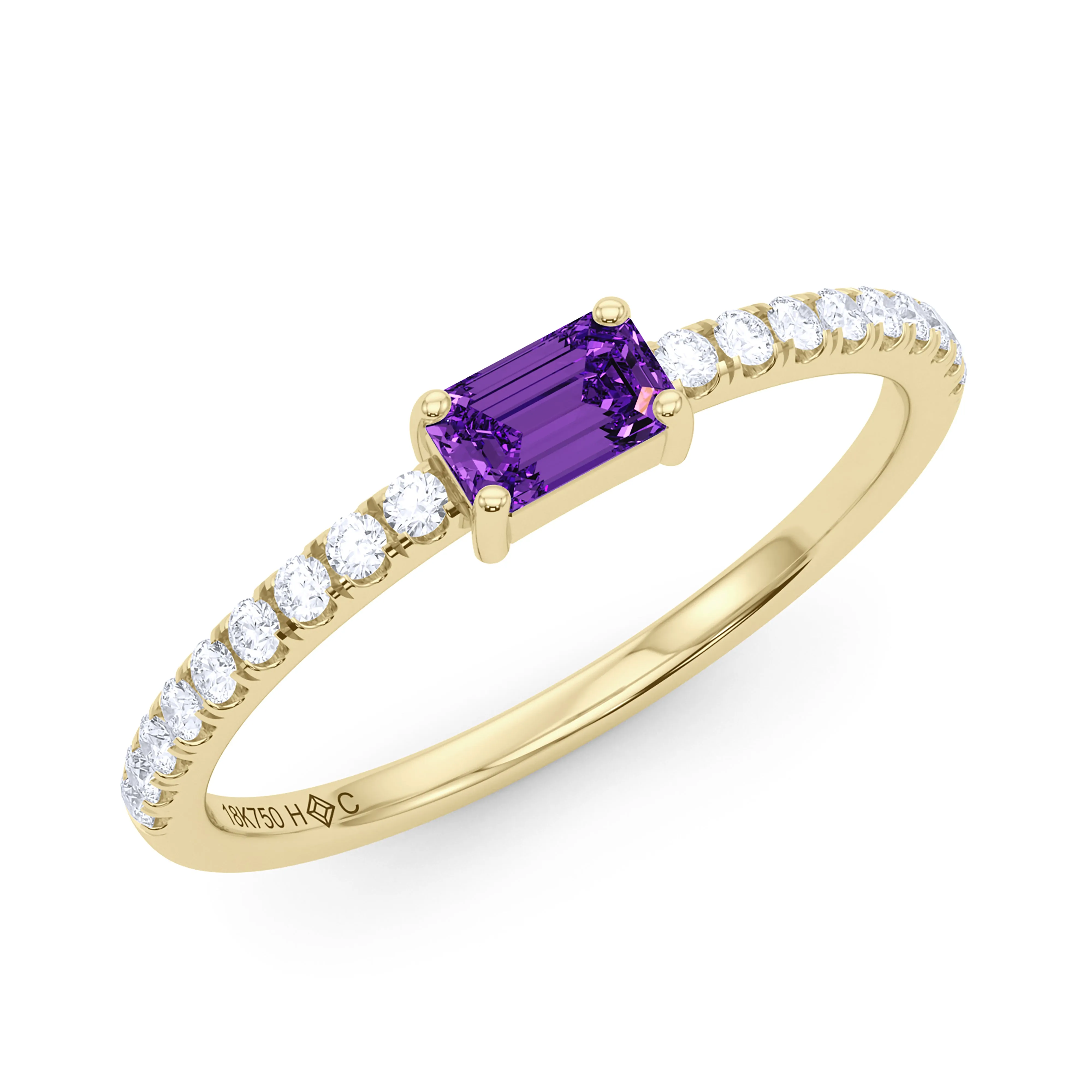 Emerald Birthstone and Pave Lab Grown Diamond Ring