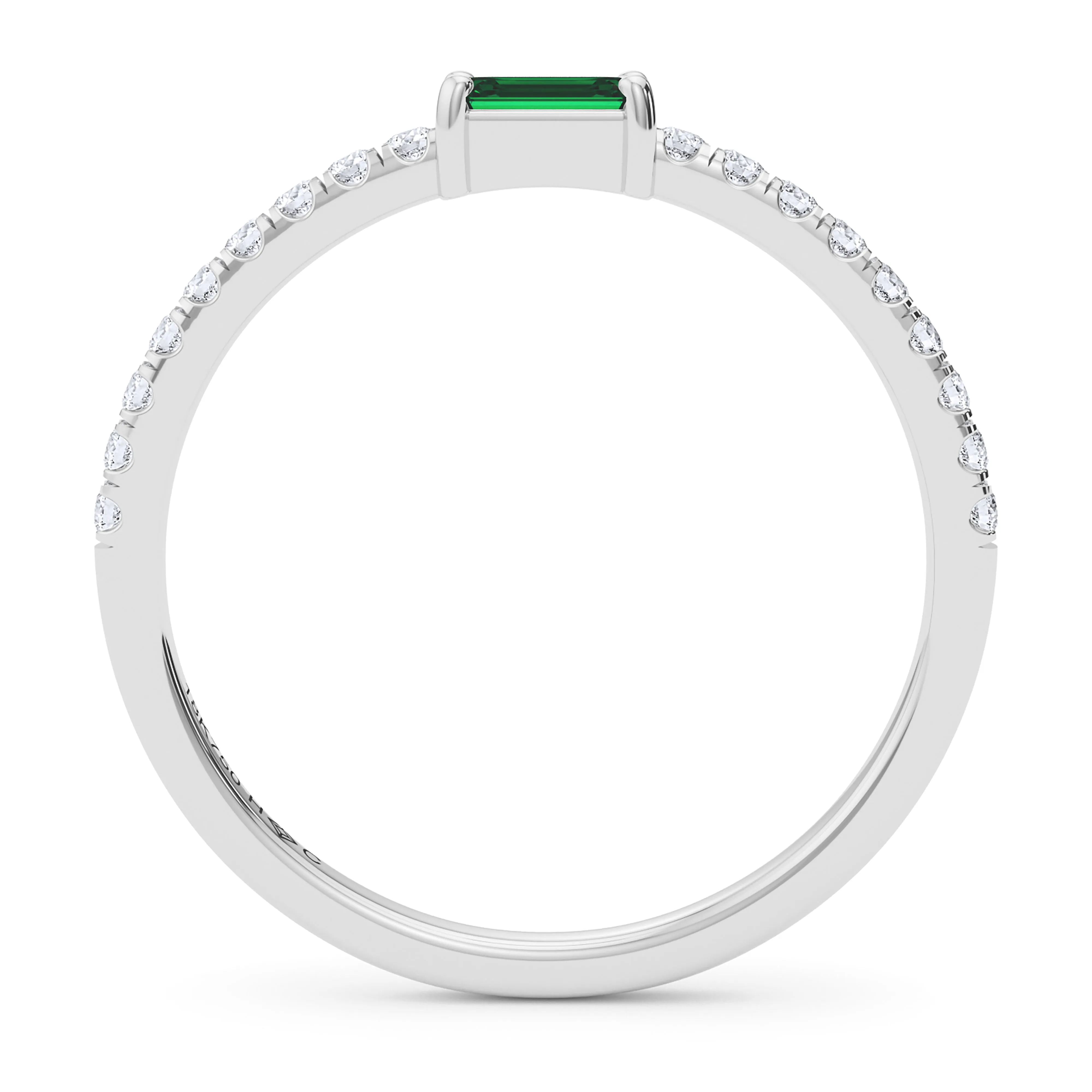 Emerald Birthstone and Pave Lab Grown Diamond Ring