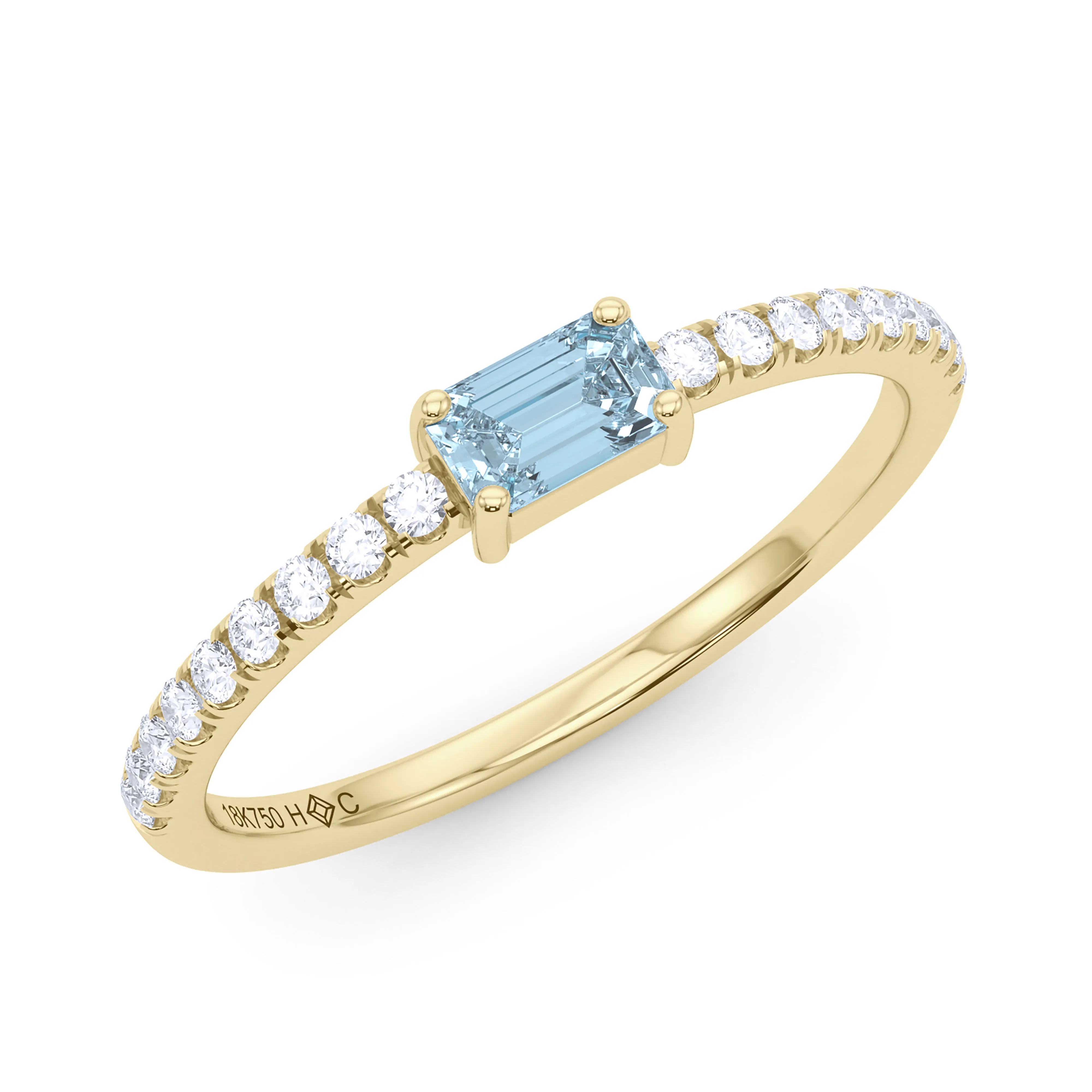 Emerald Birthstone and Pave Lab Grown Diamond Ring