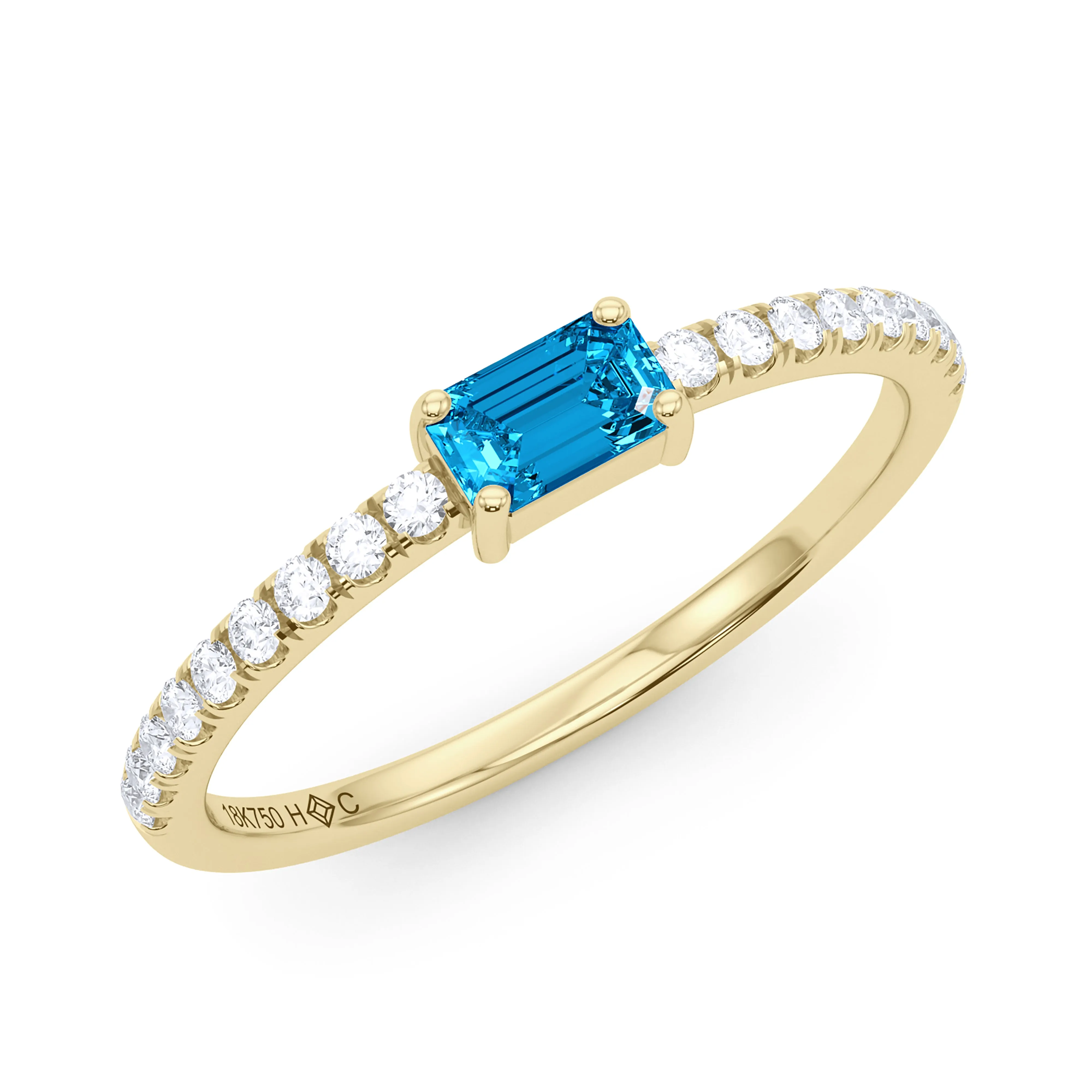 Emerald Birthstone and Pave Lab Grown Diamond Ring