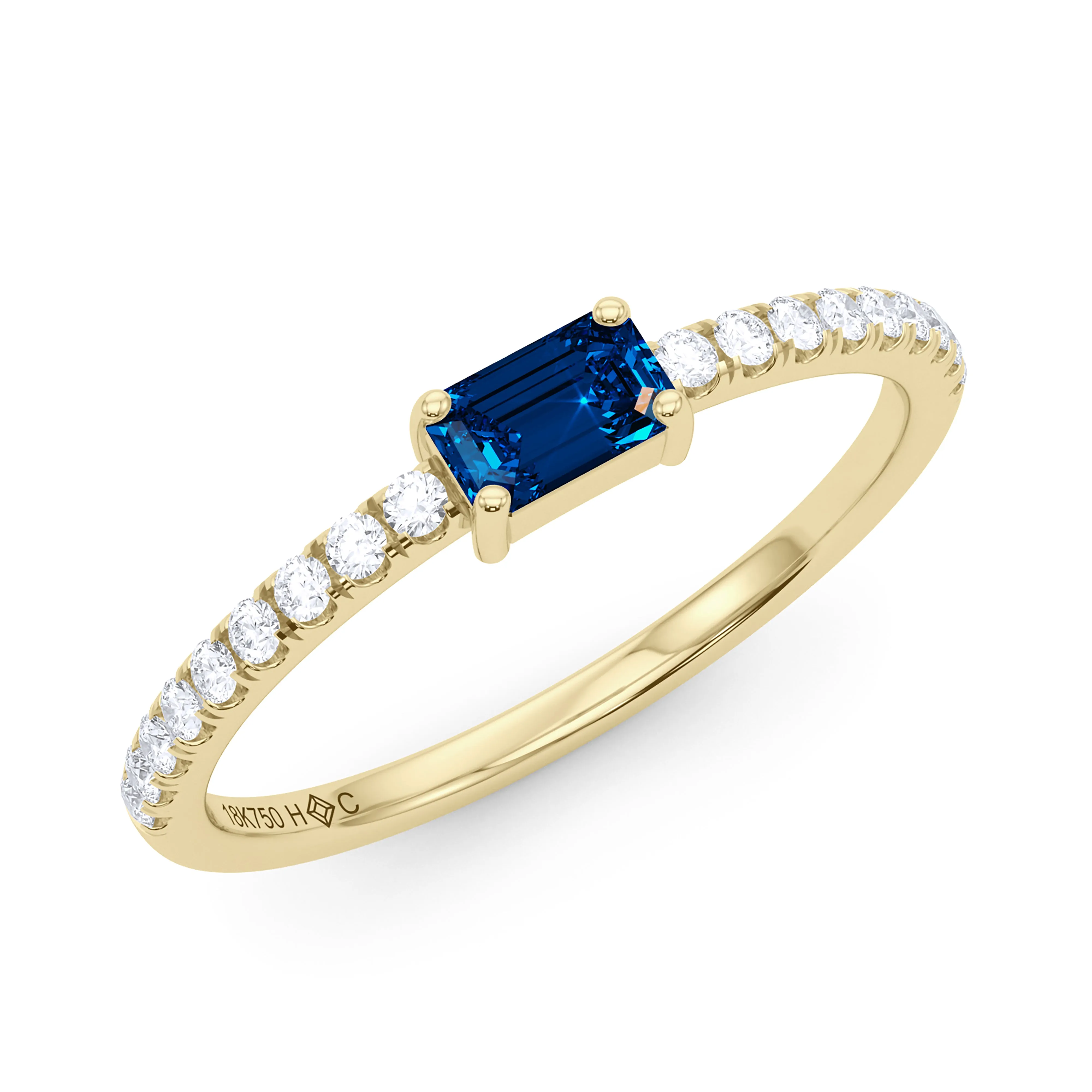 Emerald Birthstone and Pave Lab Grown Diamond Ring