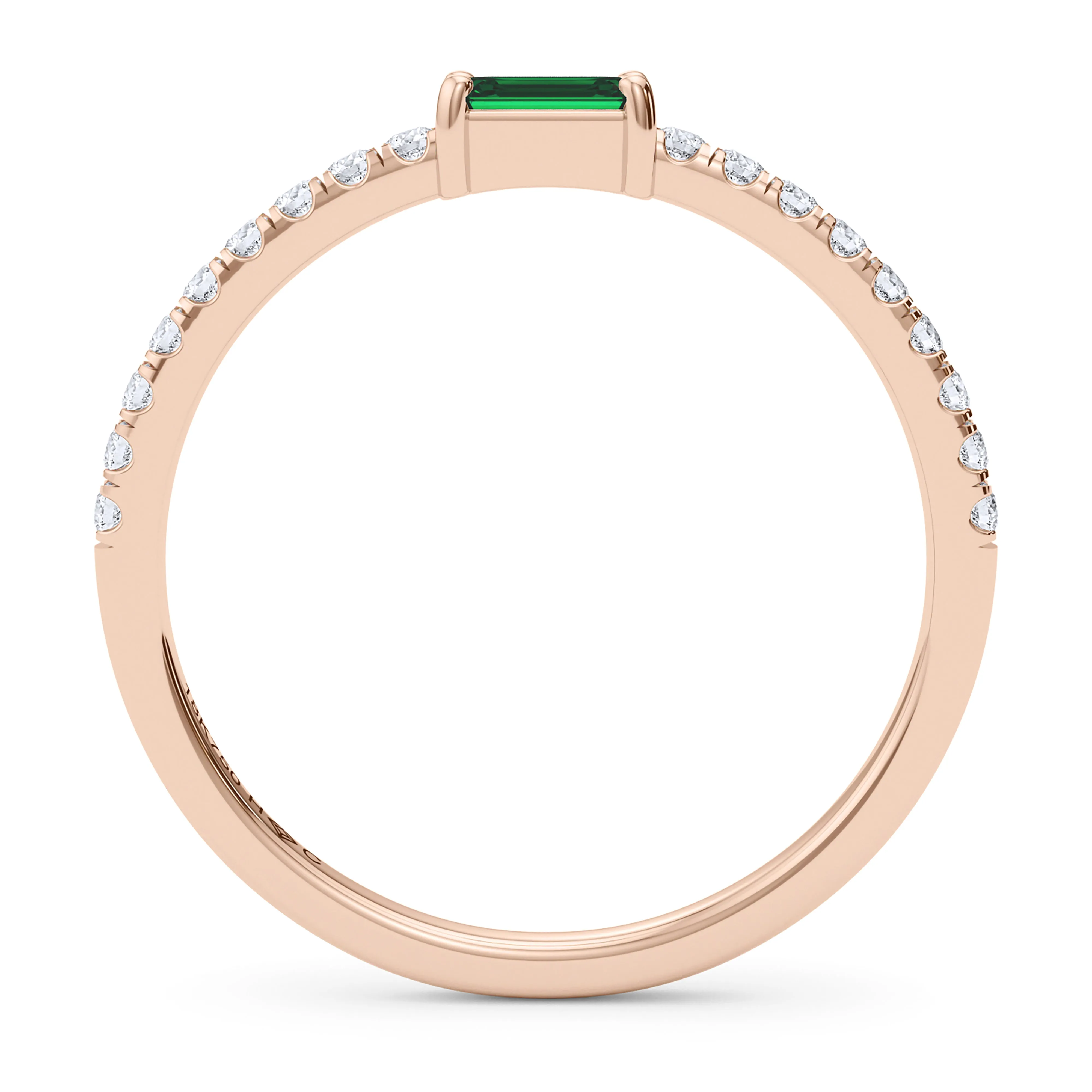 Emerald Birthstone and Pave Lab Grown Diamond Ring