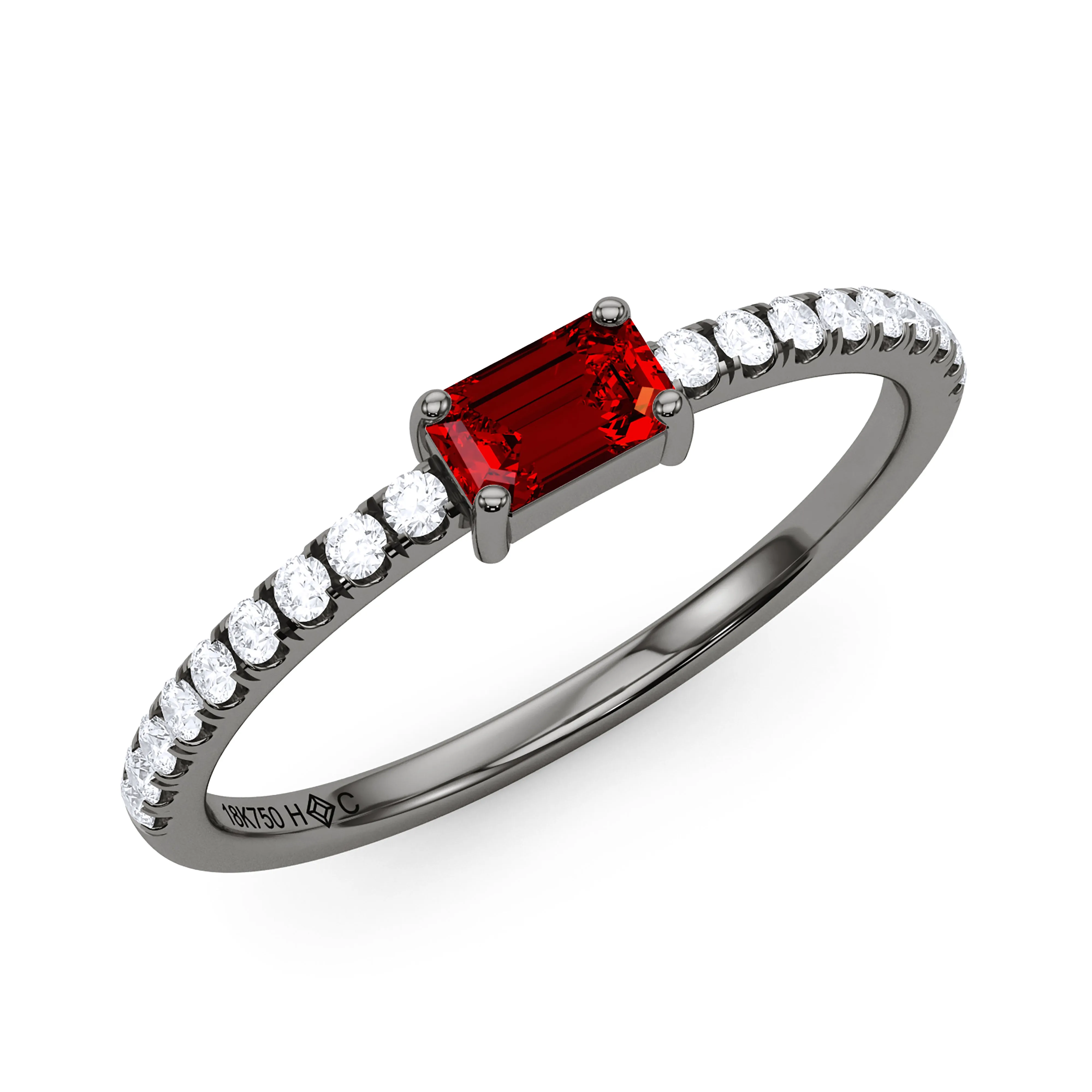 Emerald Birthstone and Pave Lab Grown Diamond Ring