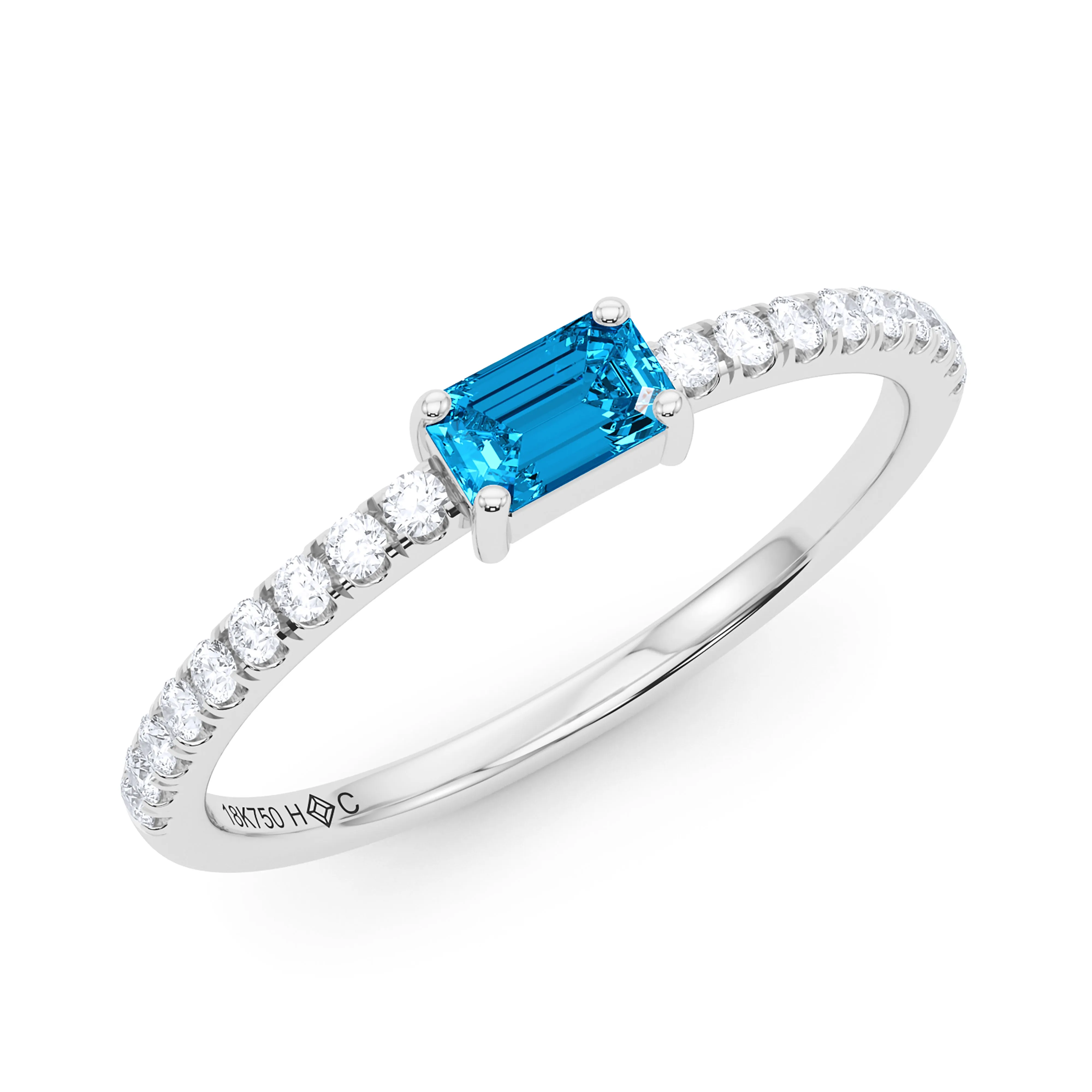 Emerald Birthstone and Pave Lab Grown Diamond Ring